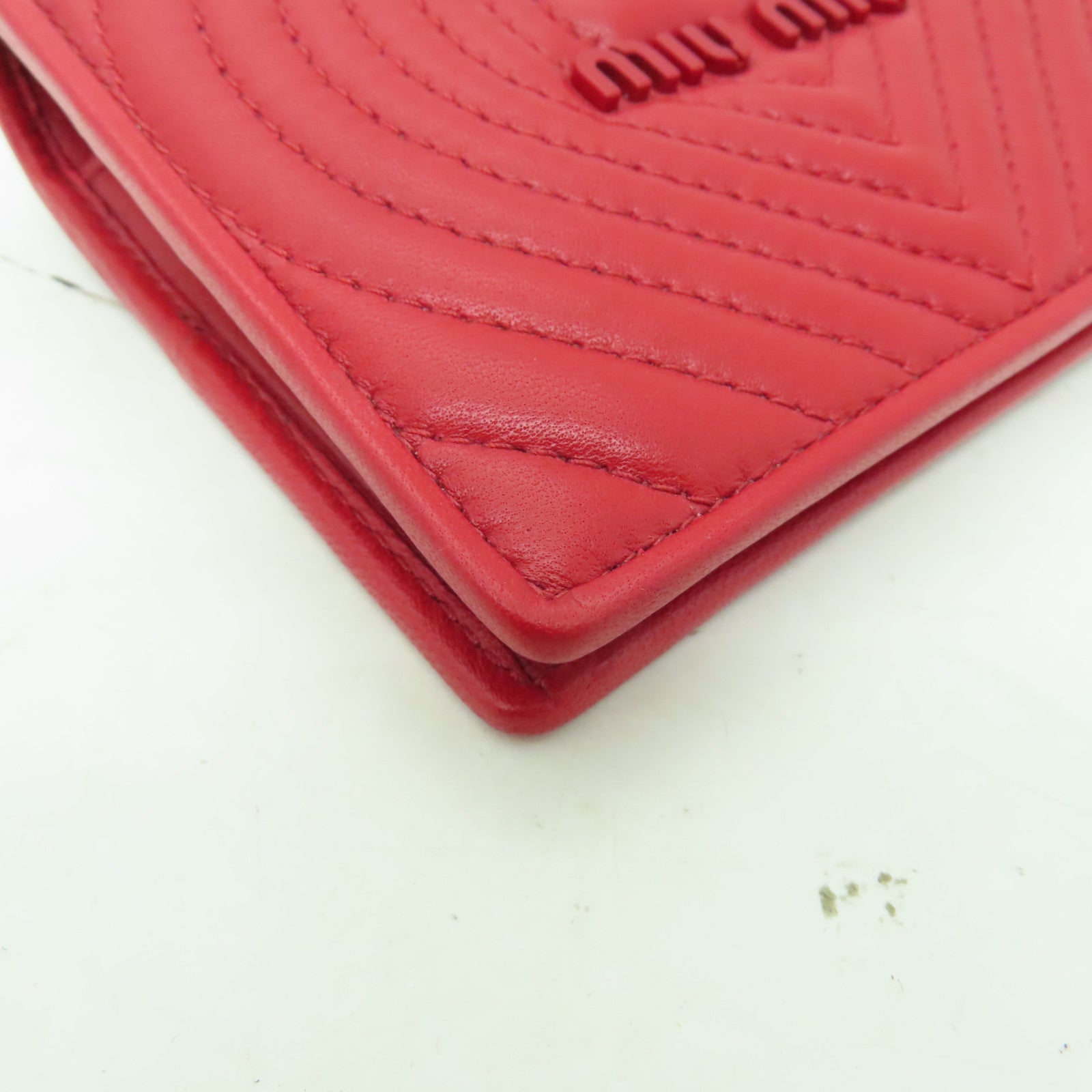 Miu Miu 羊皮皮革Wallet金扣錢包紅色