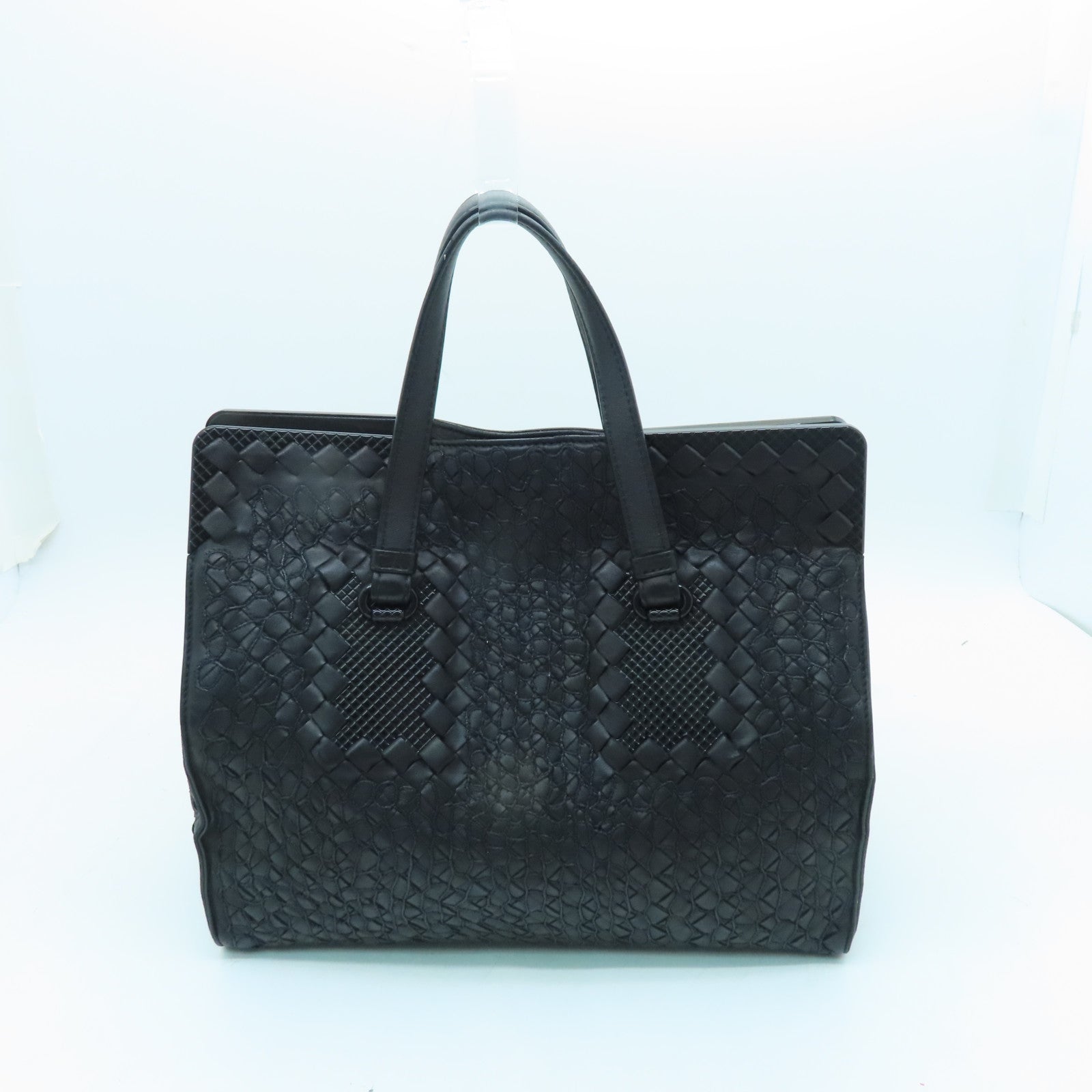 BOTTEGA VENETA Cowhide Leather Hand Bag Black Buckle Hand Bag Black