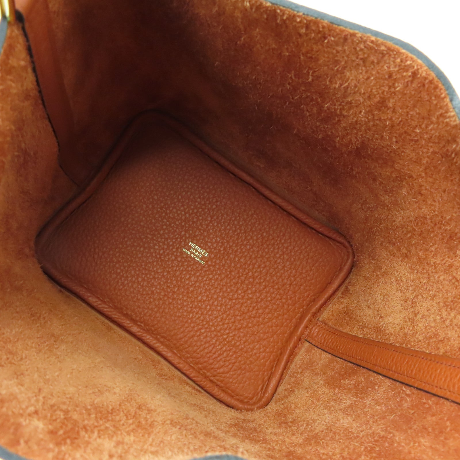 HERMES Clemence皮革Picotin PM金扣手挽袋Cuivre南瓜色