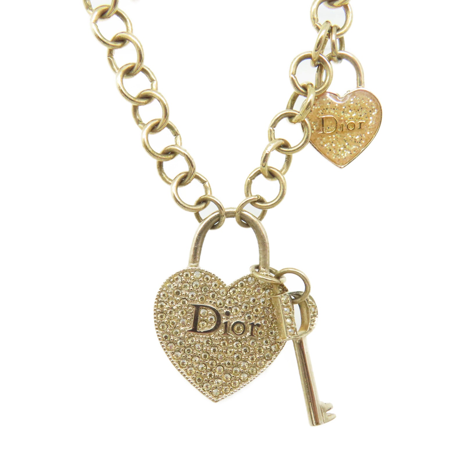Dior 金屬Heart Key Necklace項鏈金色