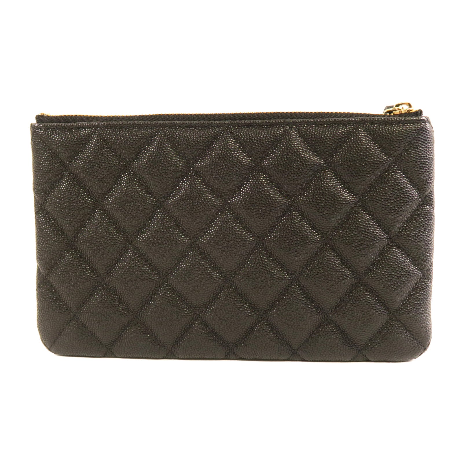 CHANEL 菱格牛皮皮革Wallet金扣長錢包黑色