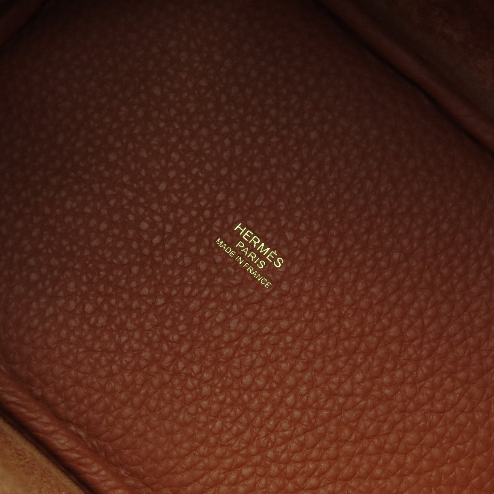 HERMES Clemence皮革Picotin PM金扣手挽袋Cuivre南瓜色