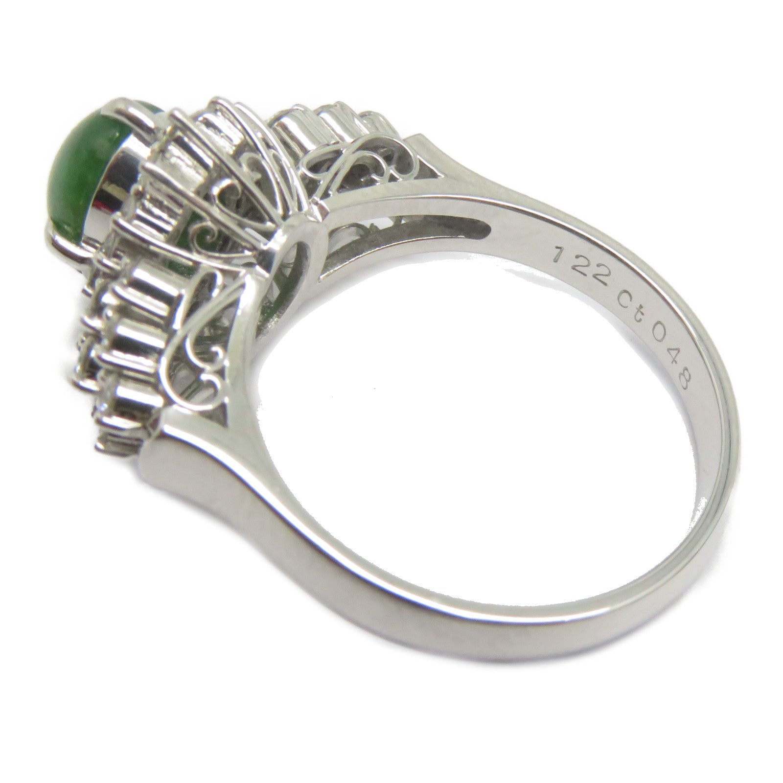 JEWELRY PT900鉑金Jade Diamond Ring 1.22ct翡翠/0.48ct鑽石戒指US#6
