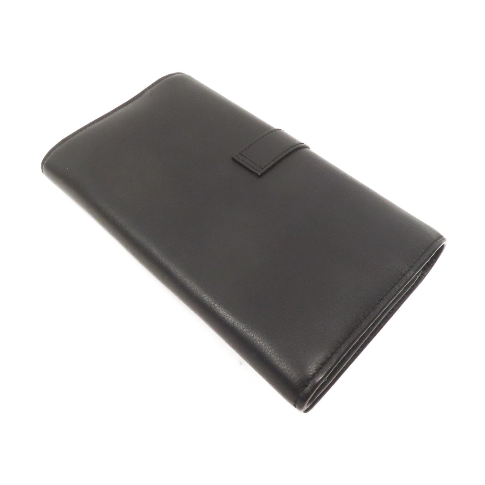 SAINT LAURENT 牛皮皮革Long Wallet黑扣長錢包黑色