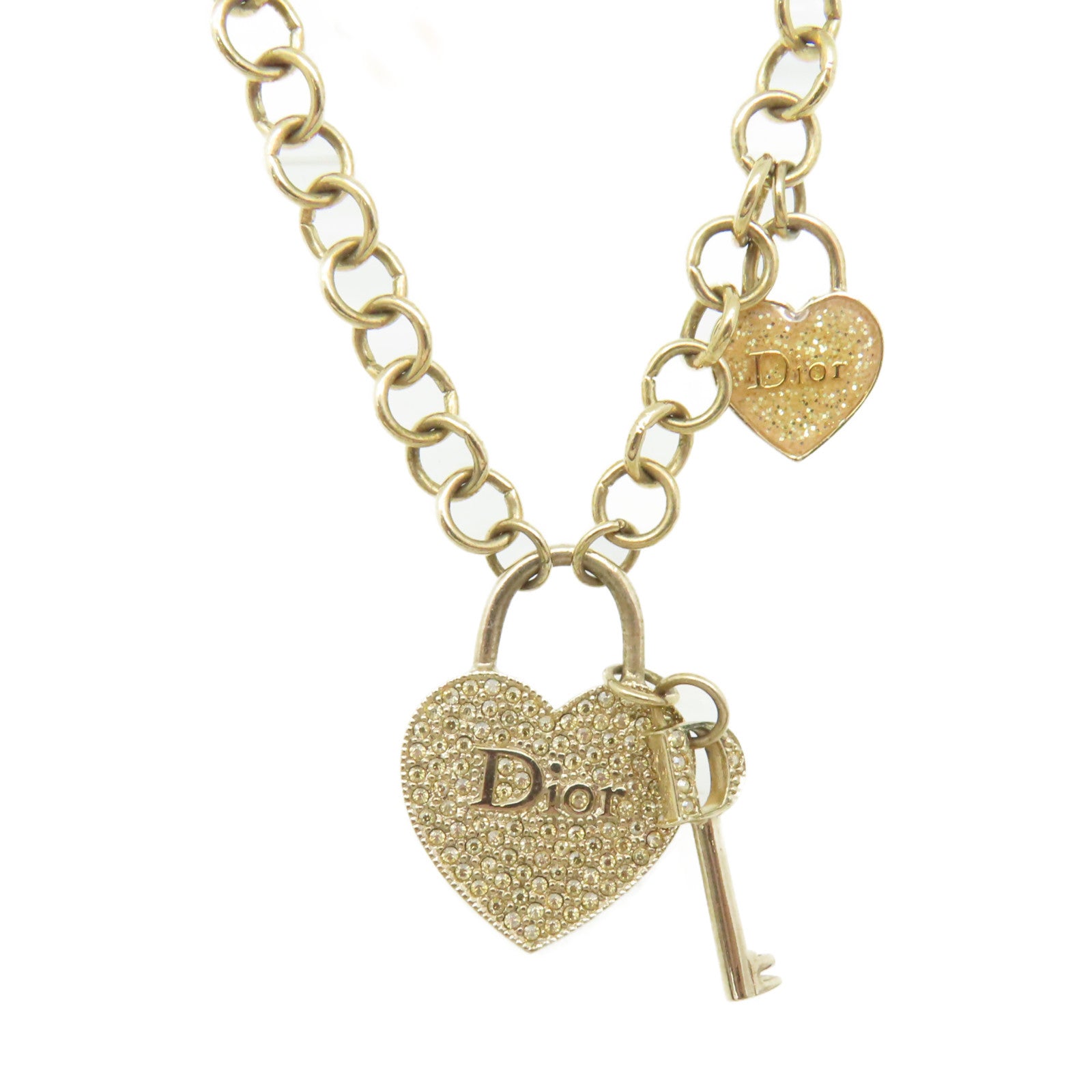 Dior 金屬Heart Key Necklace項鏈金色