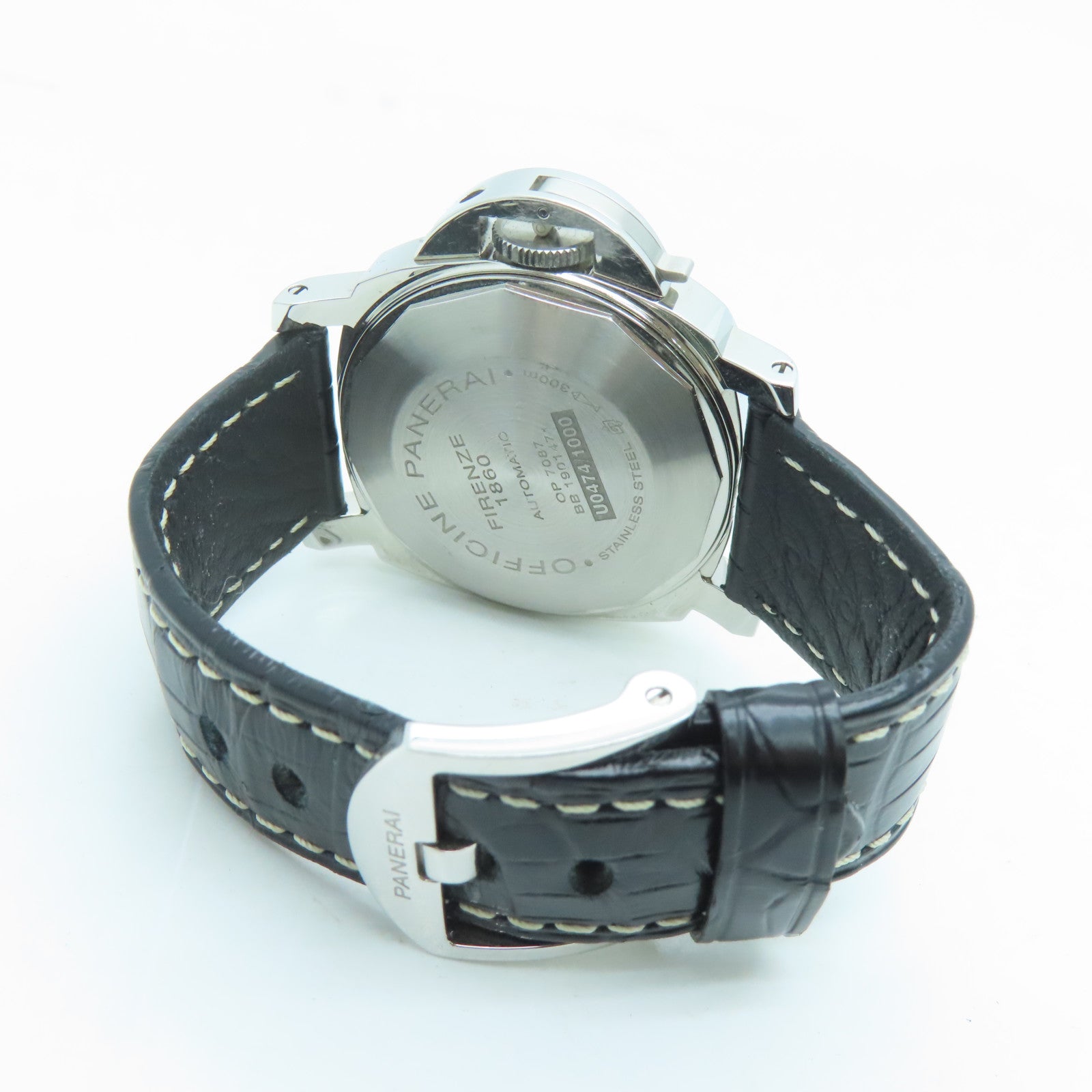 PANERAI Luminor鳄鱼皮革带/不锈钢手表自动机芯黑色