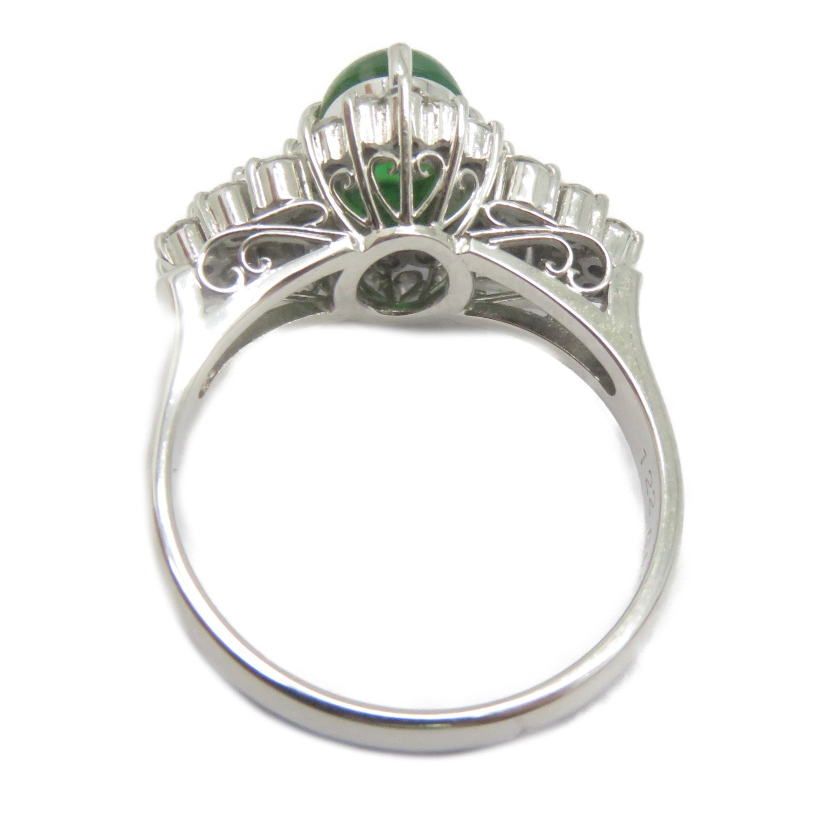 JEWELRY PT900鉑金Jade Diamond Ring 1.22ct翡翠/0.48ct鑽石戒指US#6