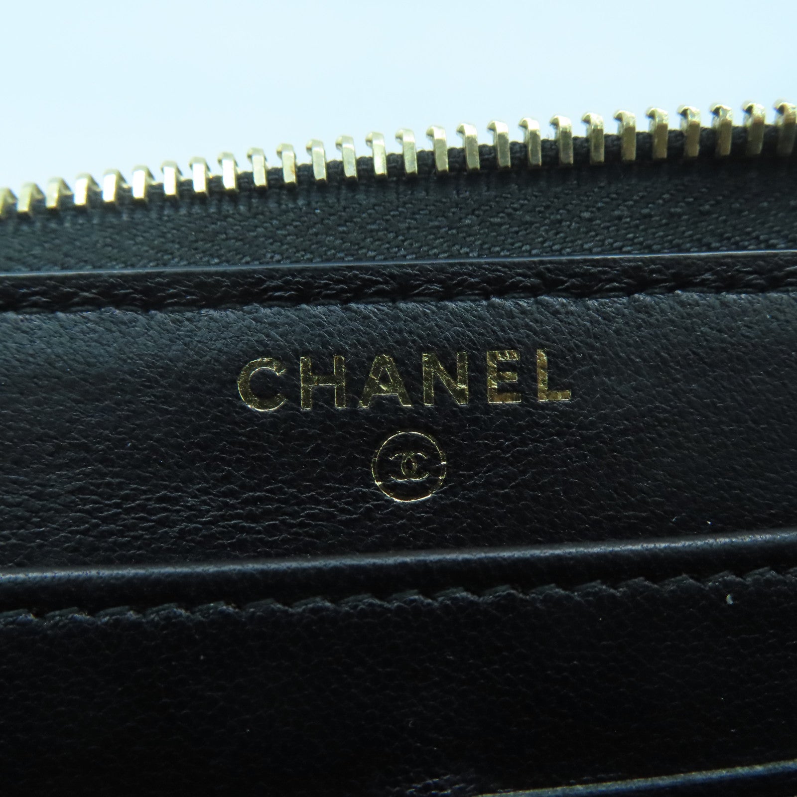 CHANEL rhombic sheepskin leather Wallet gold buckle long wallet black