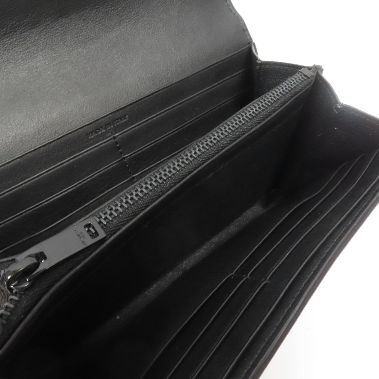 SAINT LAURENT 牛皮皮革Long Wallet黑扣長錢包黑色
