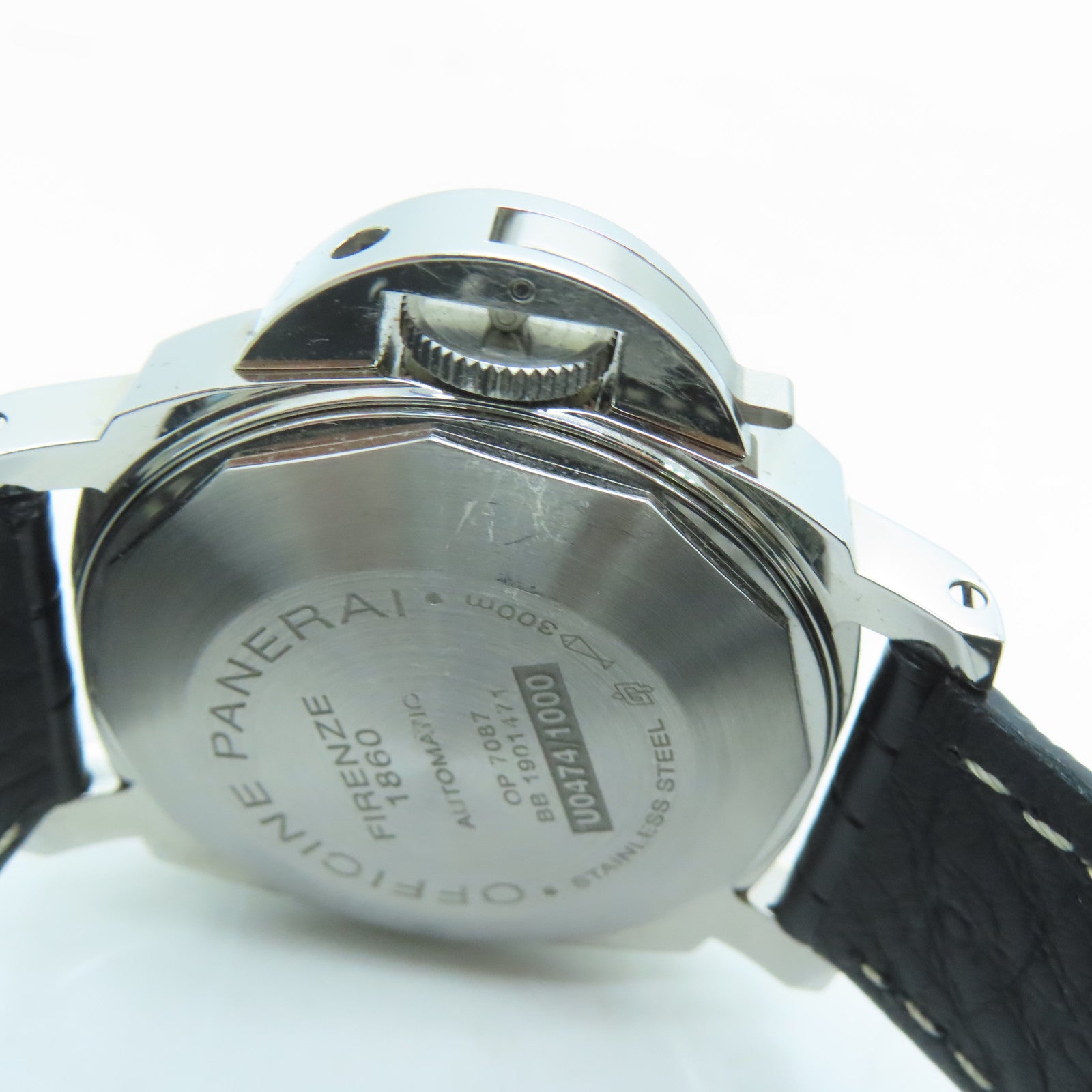 PANERAI Luminor鳄鱼皮革带/不锈钢手表自动机芯黑色
