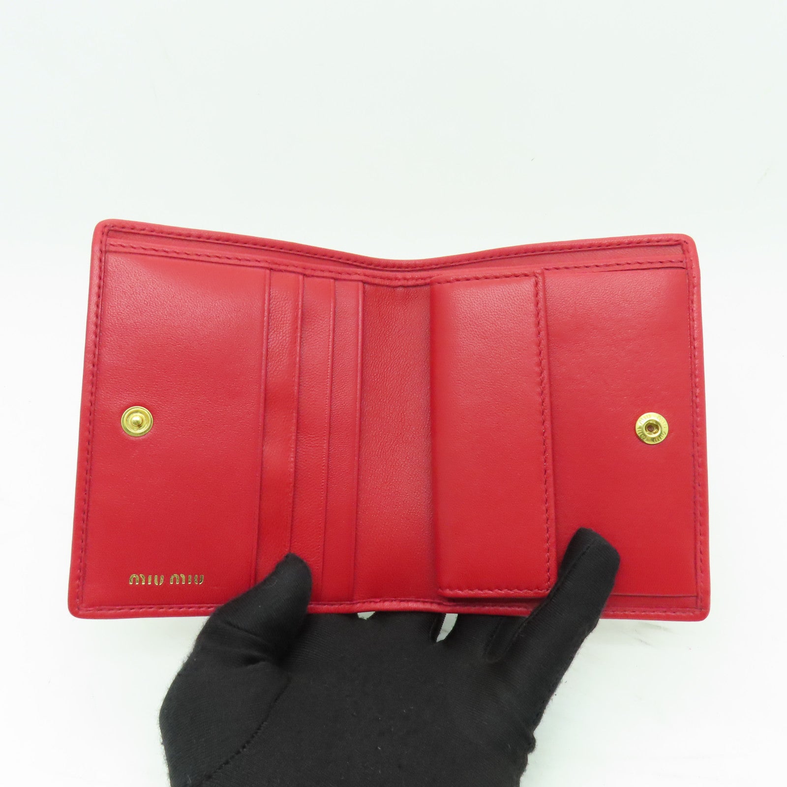 Miu Miu 羊皮皮革Wallet金扣錢包紅色