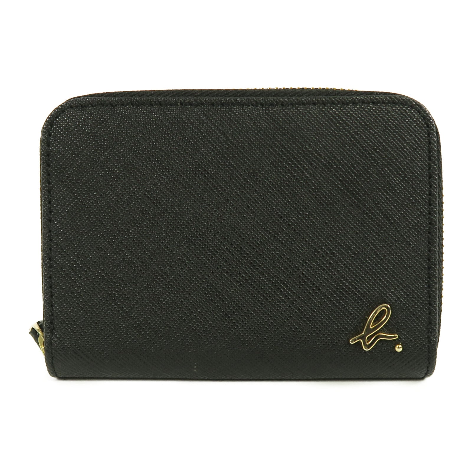 agnes b. 牛皮皮革Card Case金扣卡片套黑色