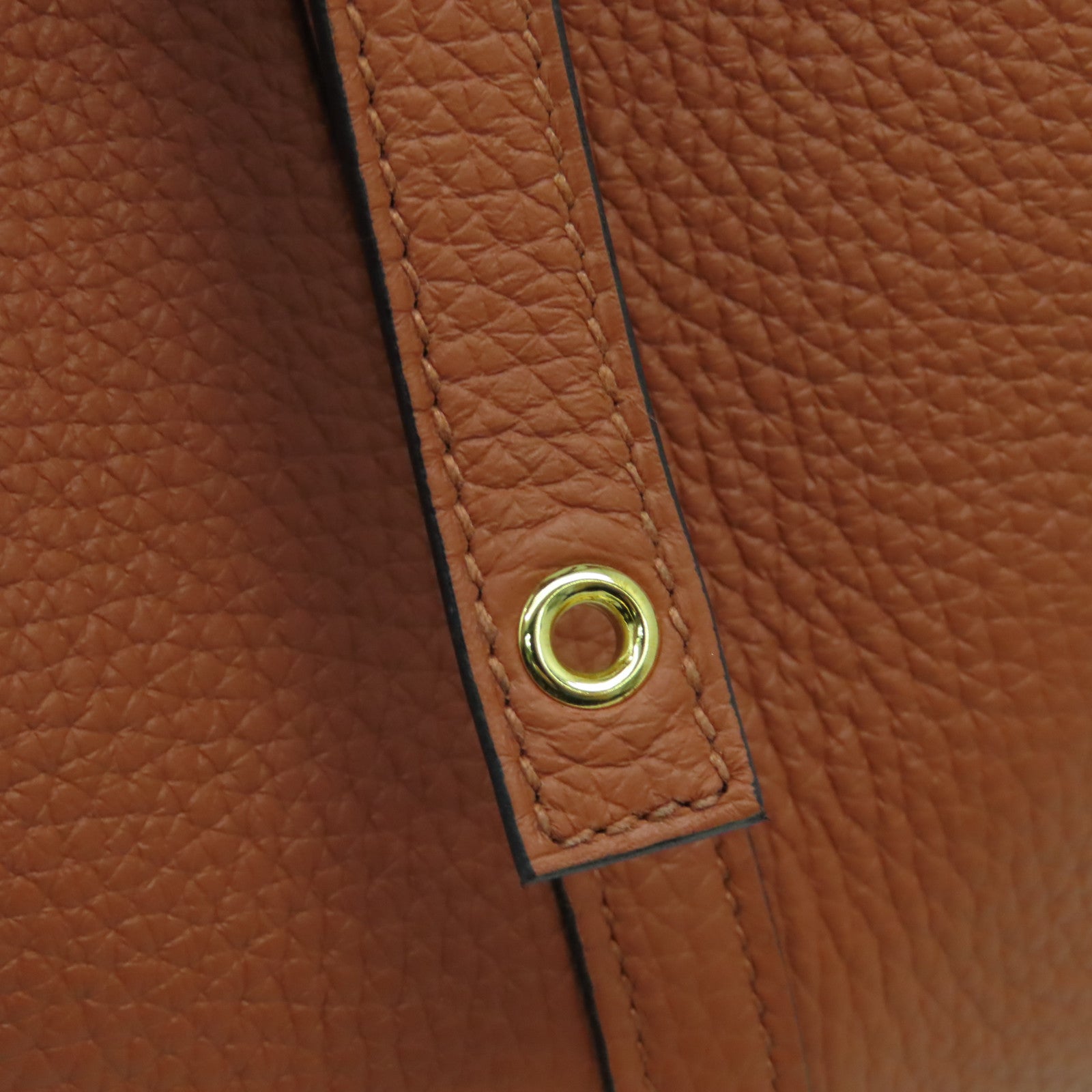 HERMES Clemence皮革Picotin PM金扣手挽袋Cuivre南瓜色