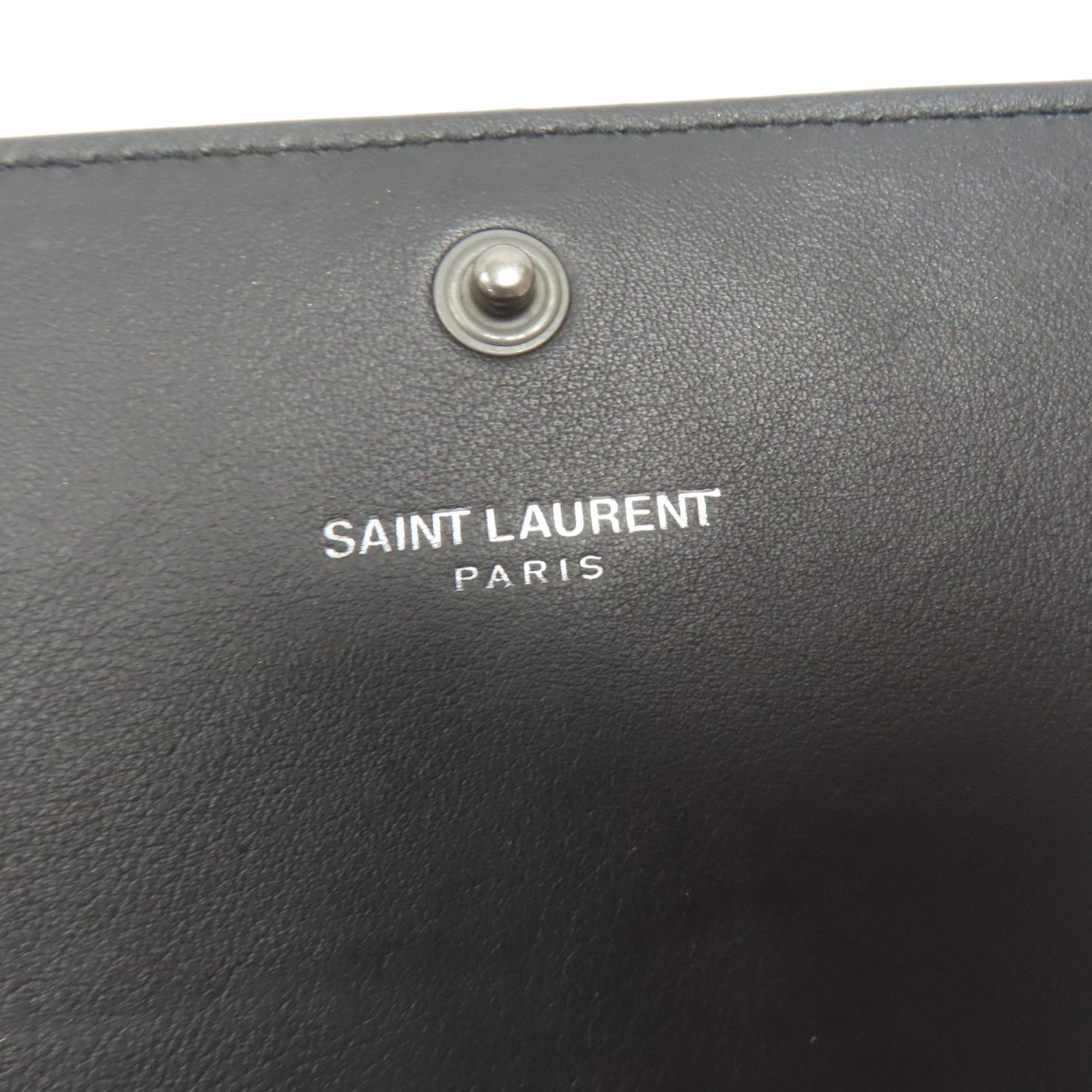 SAINT LAURENT 牛皮皮革Long Wallet黑扣長錢包黑色