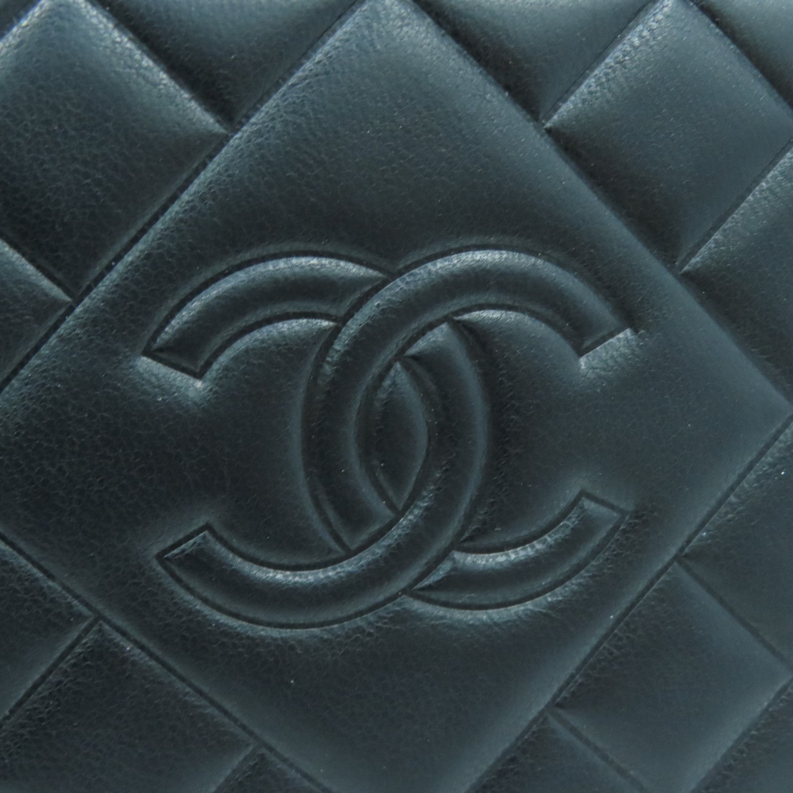 CHANEL rhombic sheepskin leather Wallet gold buckle long wallet black