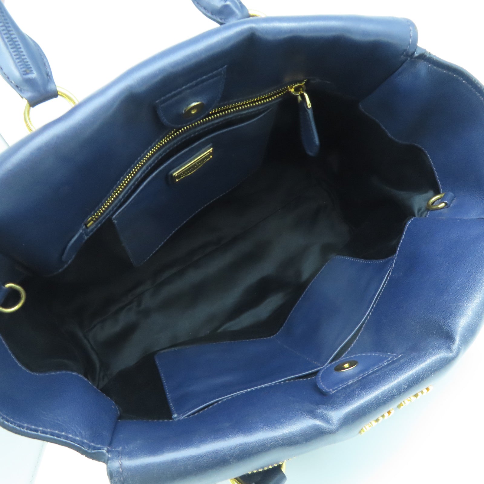 Miu Miu sheepskin leather 2way Shoulder Bag gold buckle handle shoulder bag blue