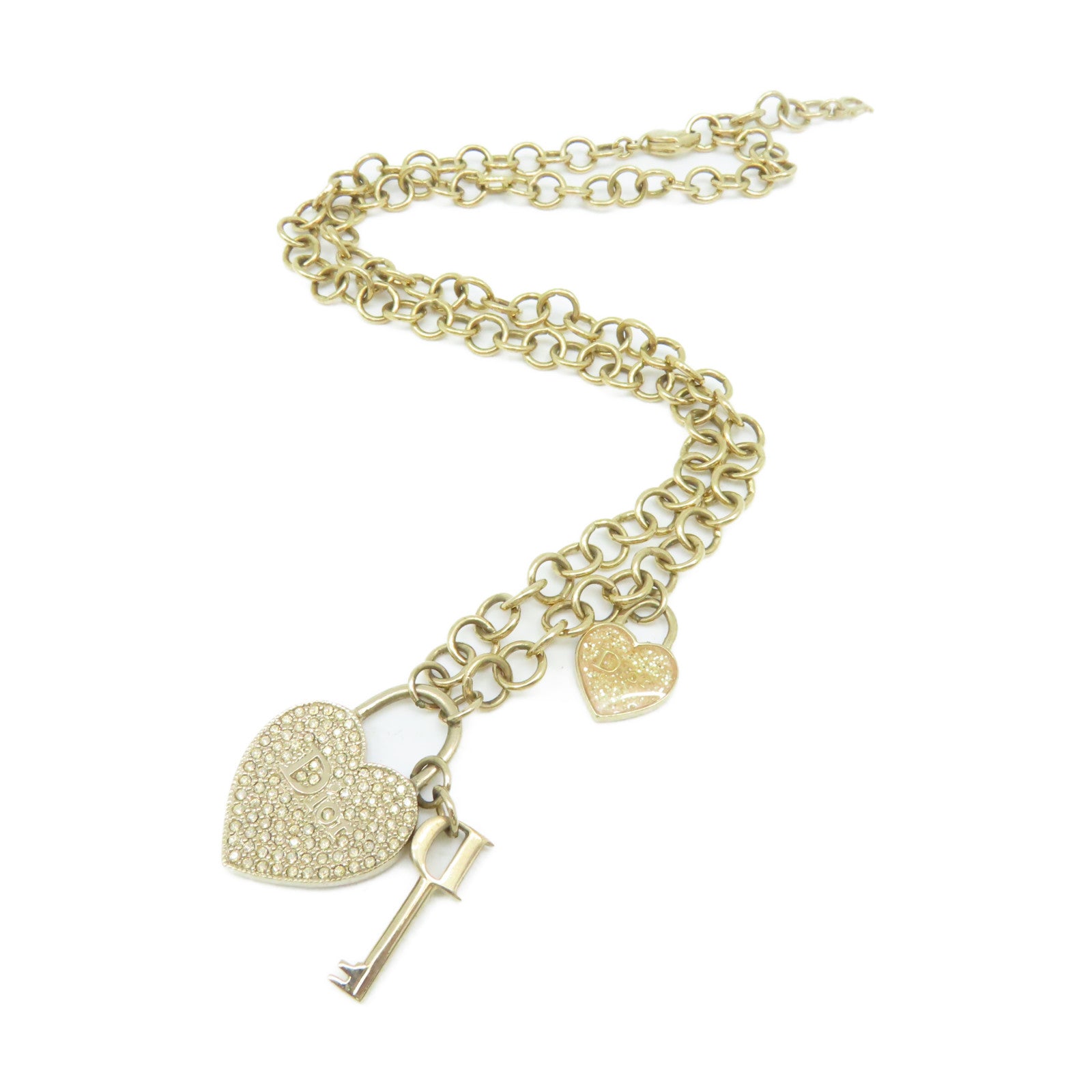 Dior 金屬Heart Key Necklace項鏈金色