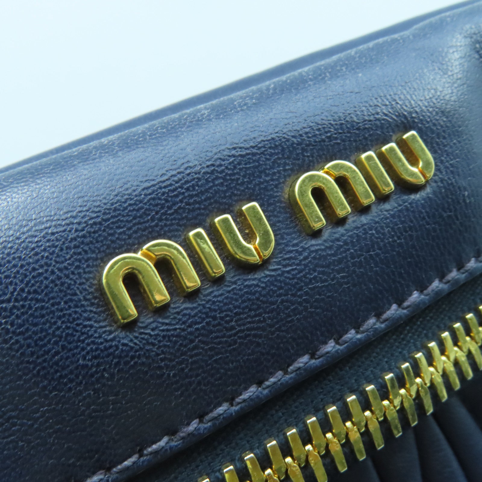 Miu Miu sheepskin leather 2way Shoulder Bag gold buckle handle shoulder bag blue