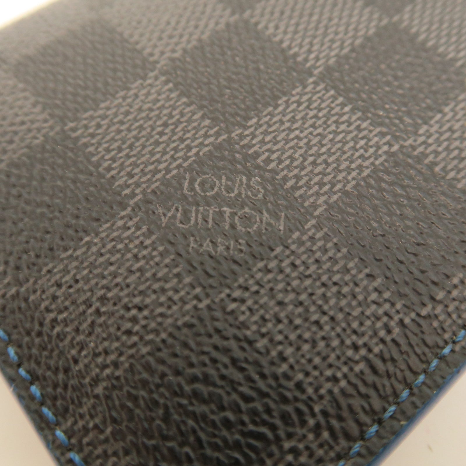 LOUIS VUITTON Damier Ebene Brazza Neon Wallet Silver Buckle Long Wallet Brown/Blue