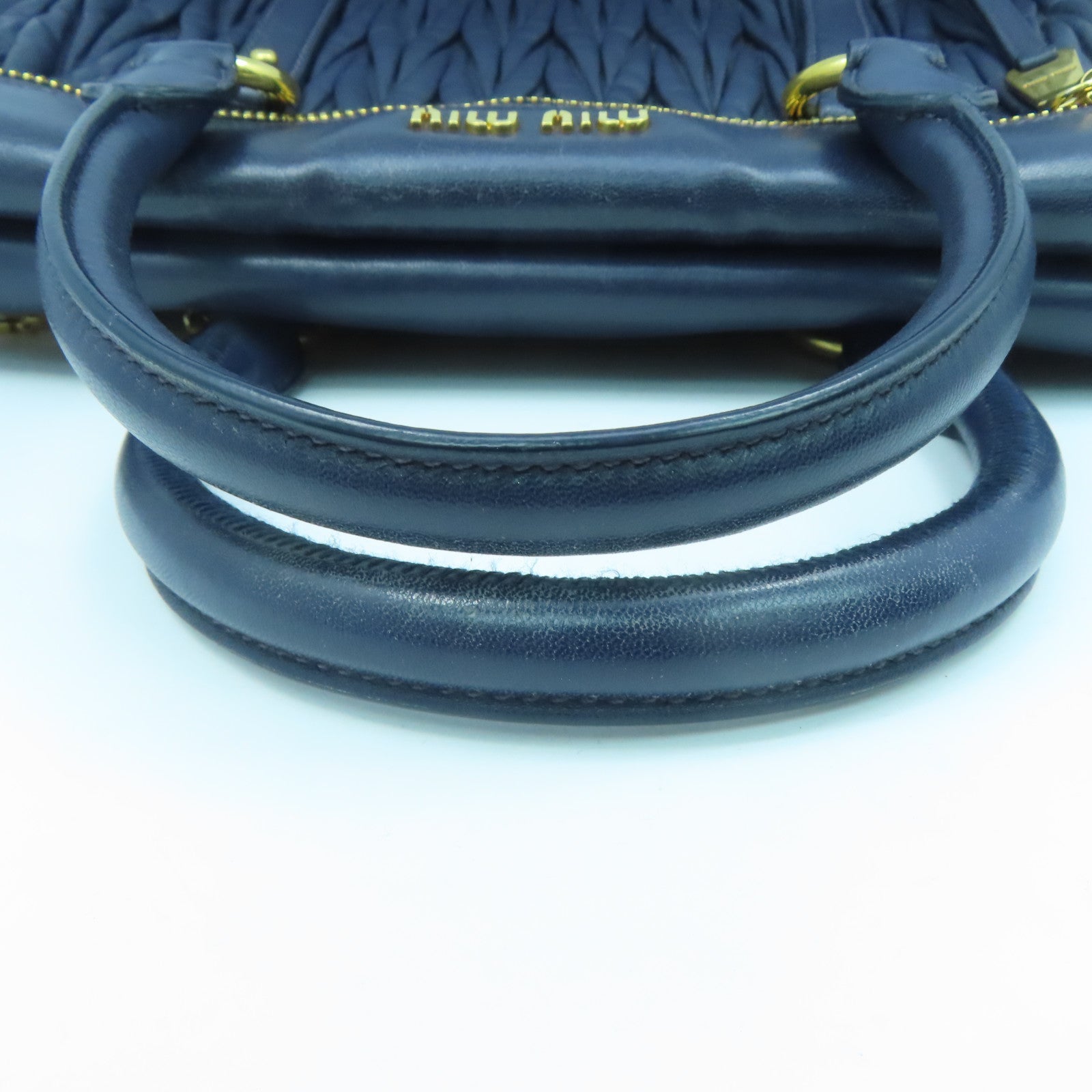 Miu Miu sheepskin leather 2way Shoulder Bag gold buckle handle shoulder bag blue