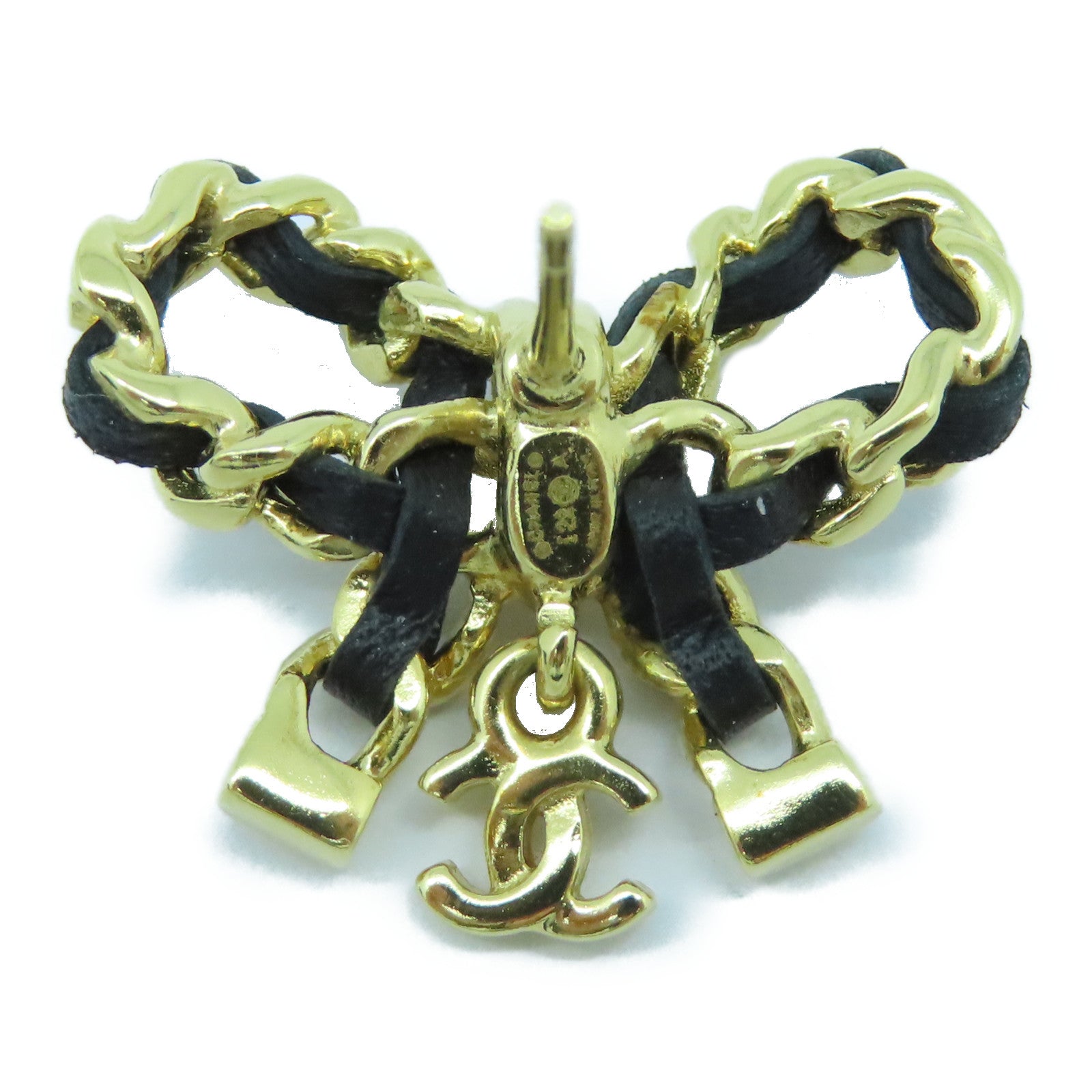 CHANEL 金屬/牛皮皮革Earrings耳環金色/黑色