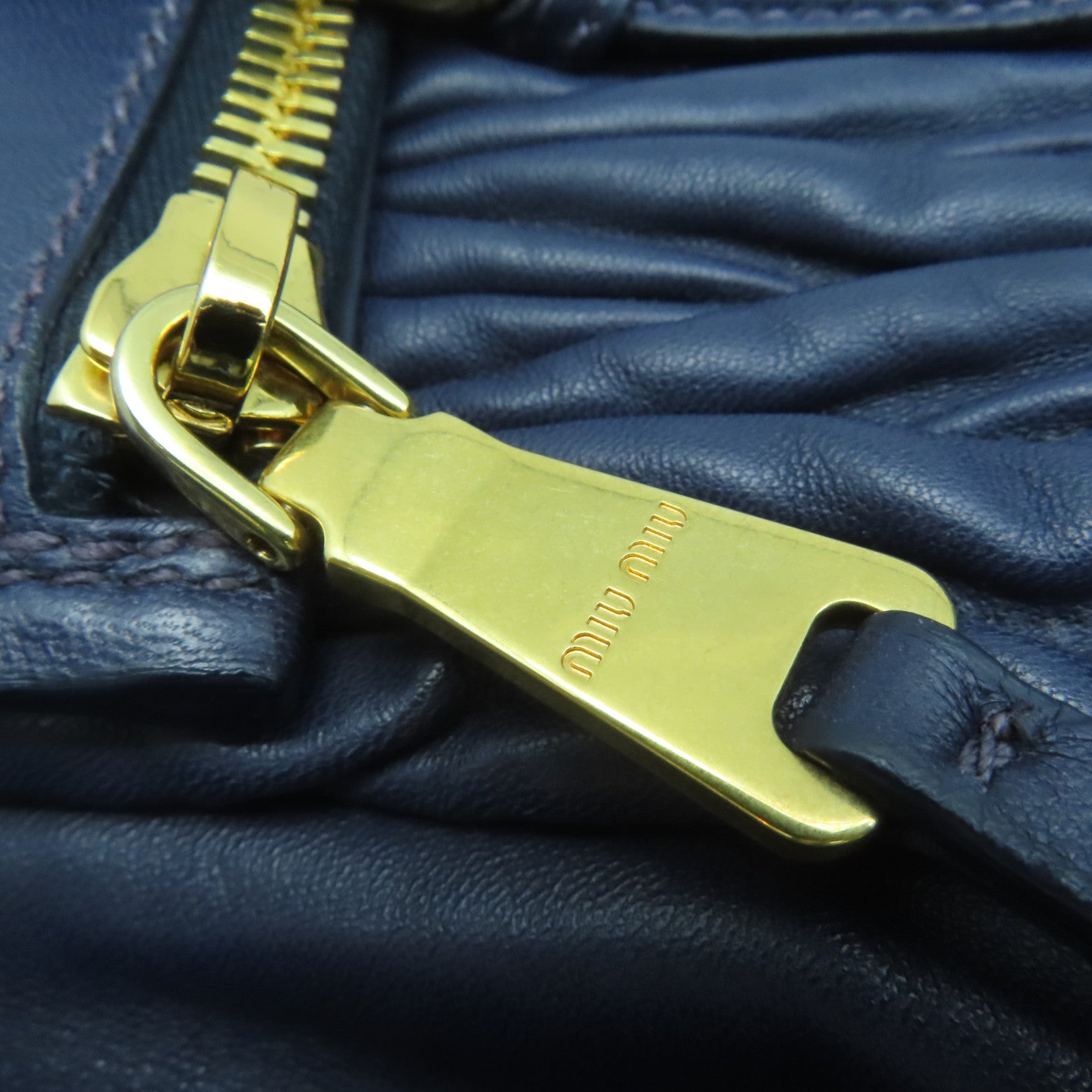 Miu Miu sheepskin leather 2way Shoulder Bag gold buckle handle shoulder bag blue