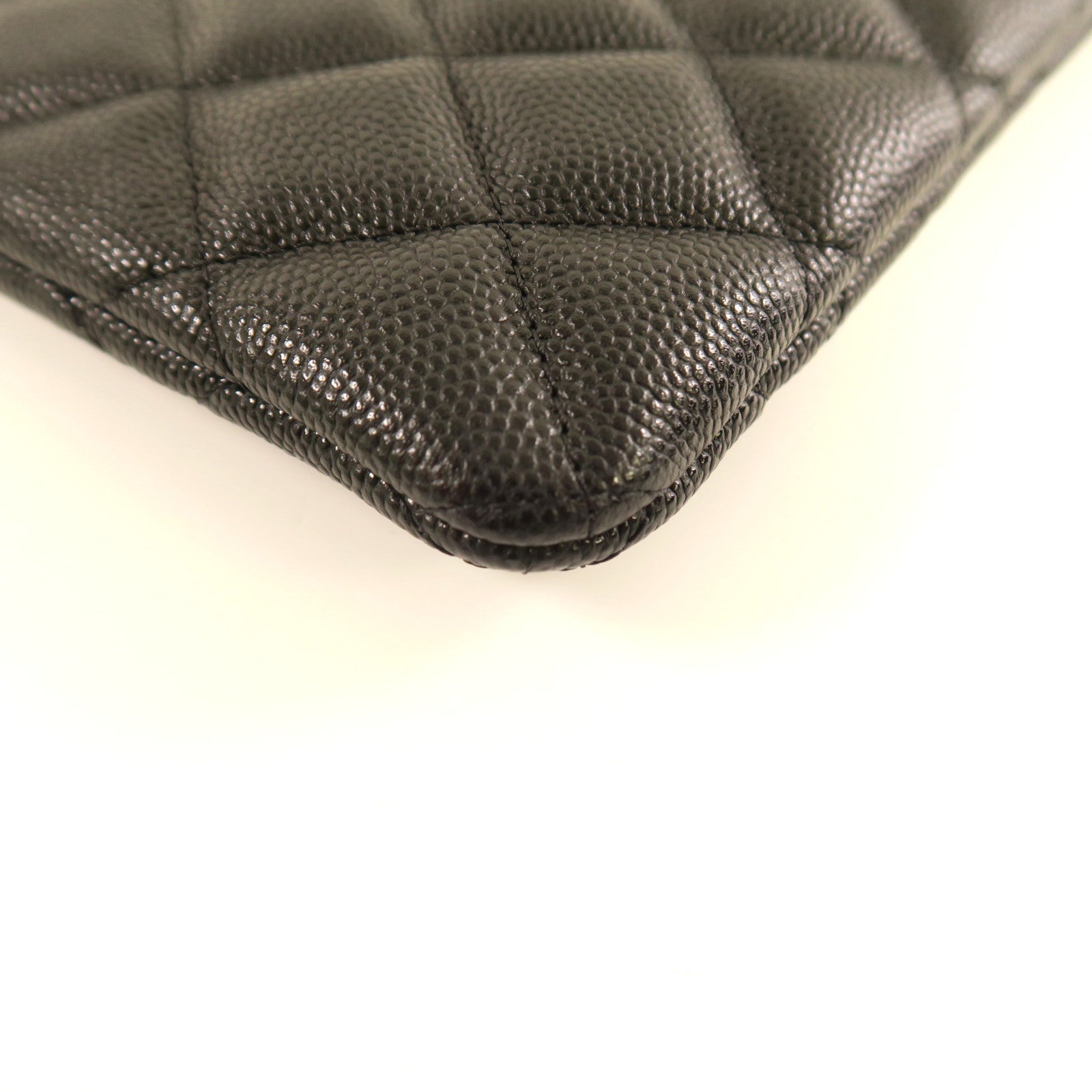 CHANEL 菱格牛皮皮革Wallet金扣長錢包黑色