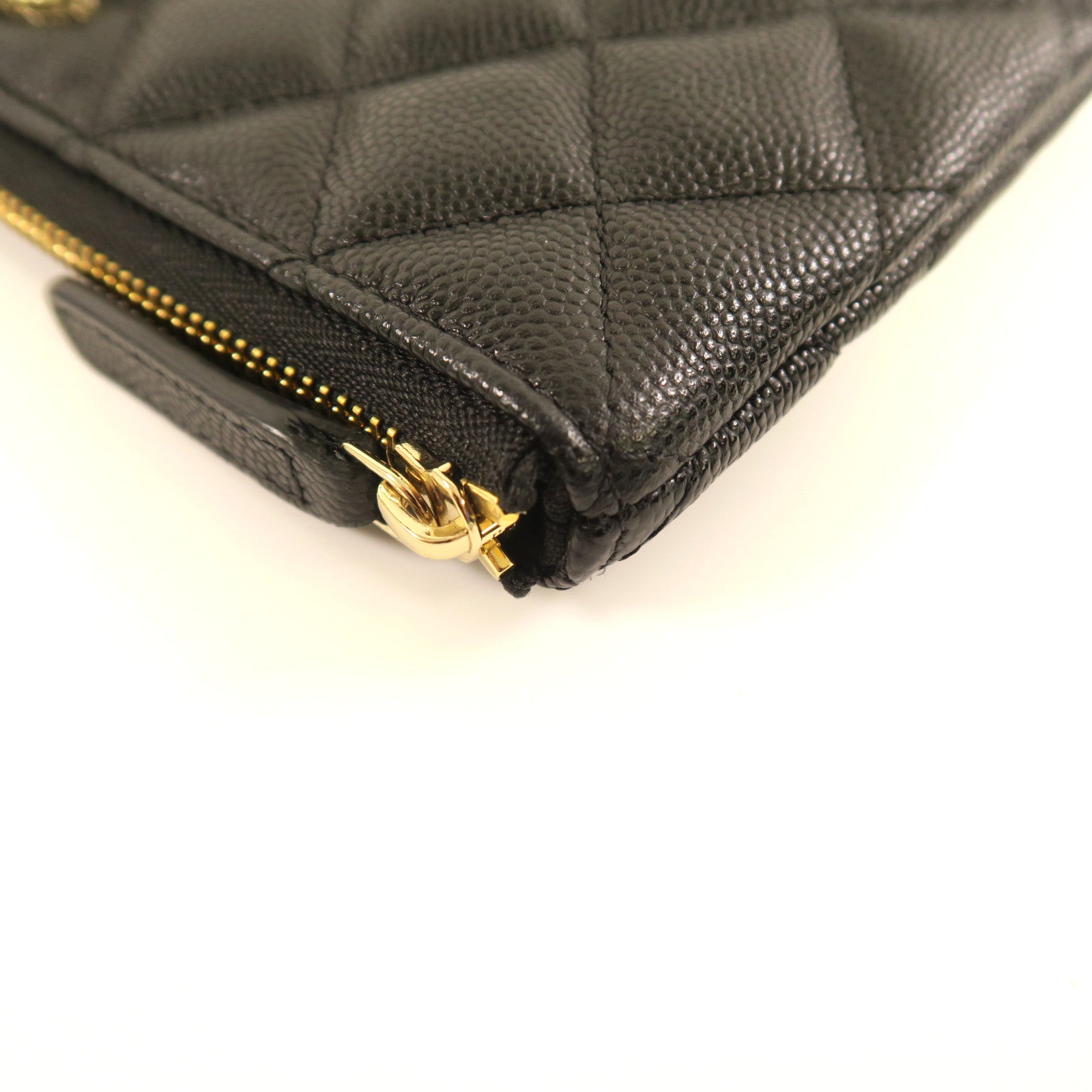 CHANEL 菱格牛皮皮革Wallet金扣長錢包黑色