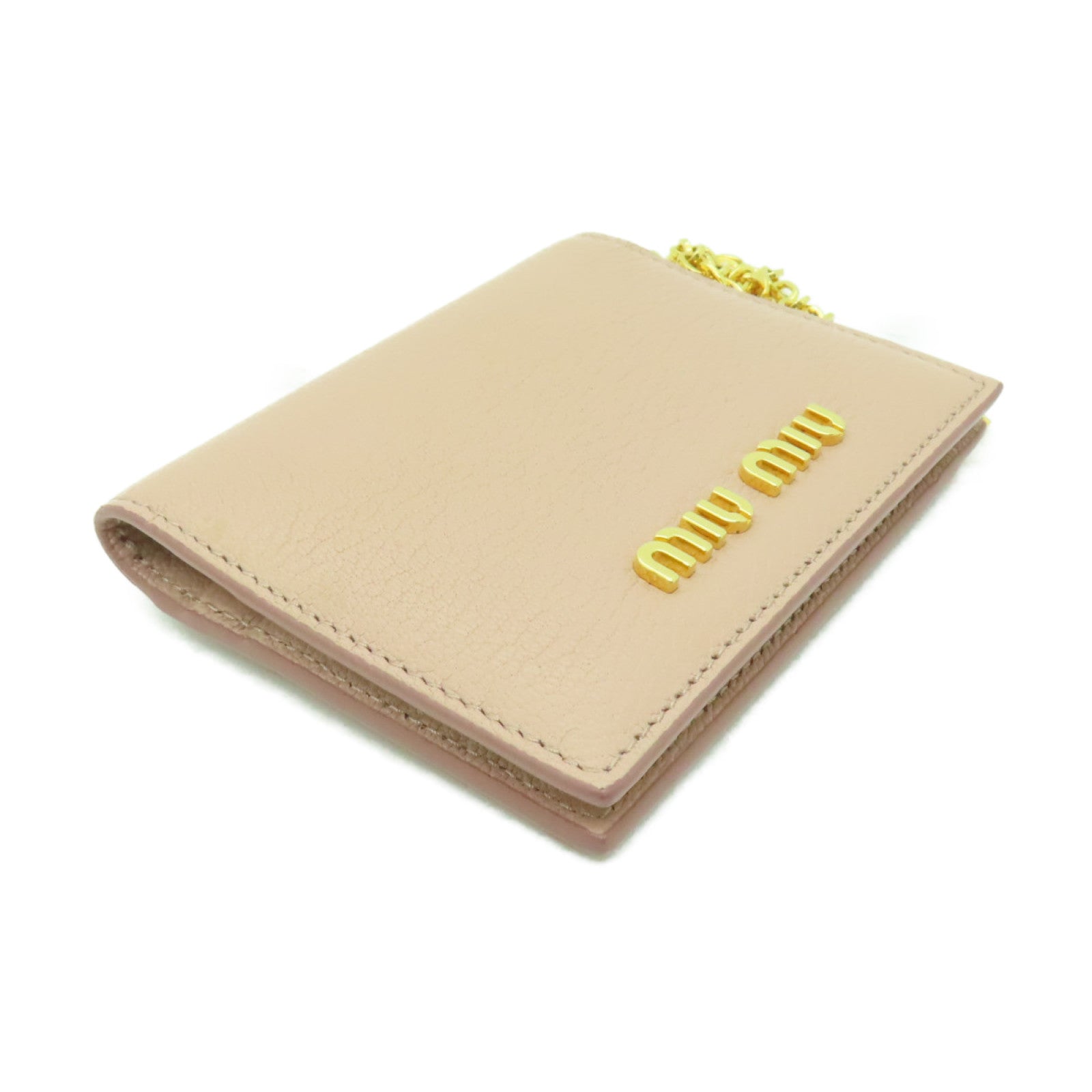Miu Miu 牛皮皮革Card Case金扣卡片套粉紅色