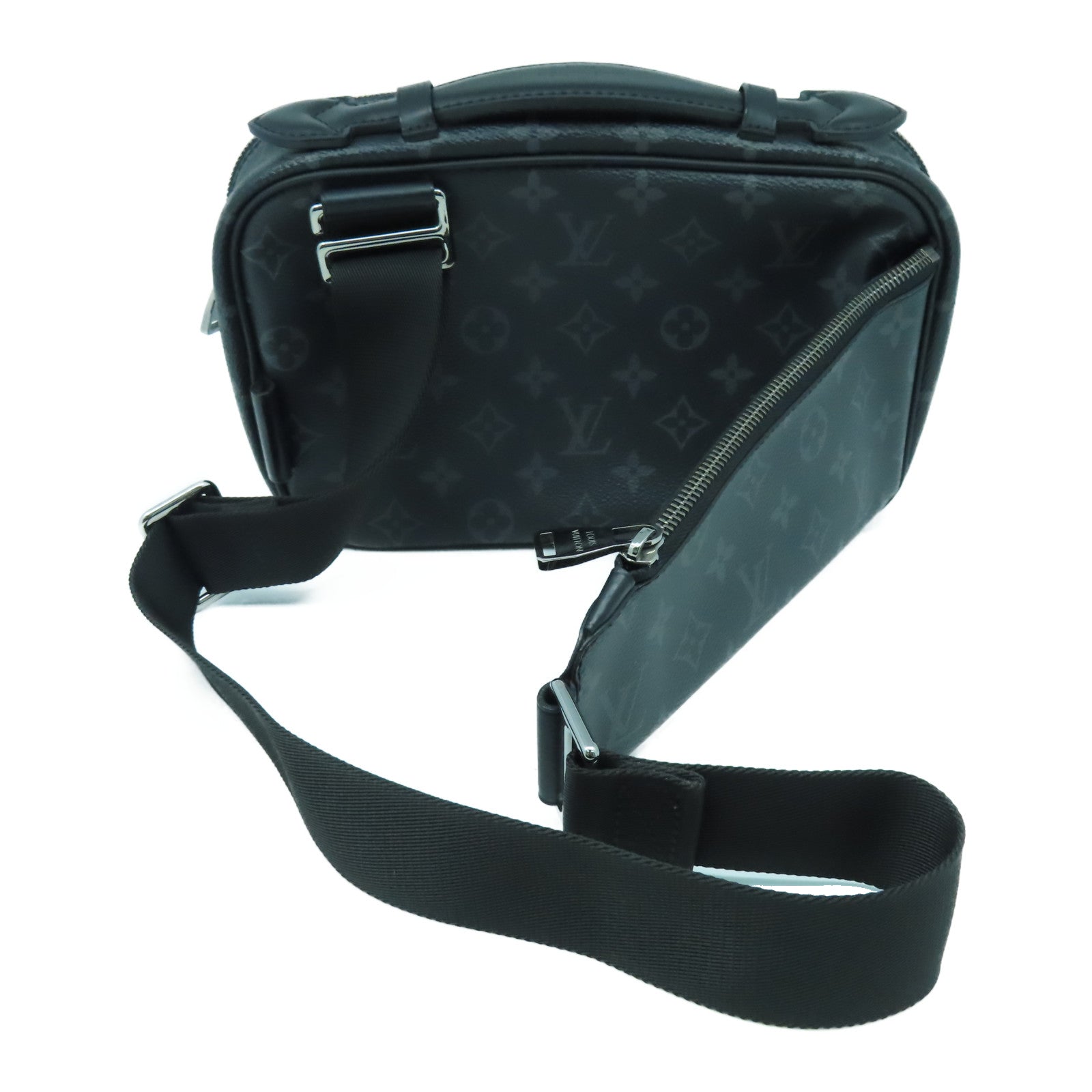 LOUIS VUITTON Monogram Eclipse Waist Bag銀扣腰包黑色/灰色