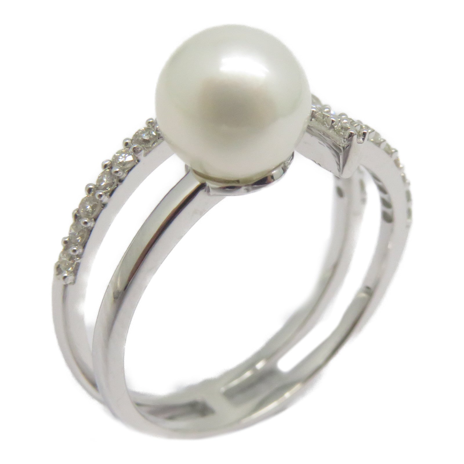JEWELRY 【激減優惠】18K白金Pearl Diamond Ring 2.65ct珍珠/0.333ct鑽石戒指US#7
