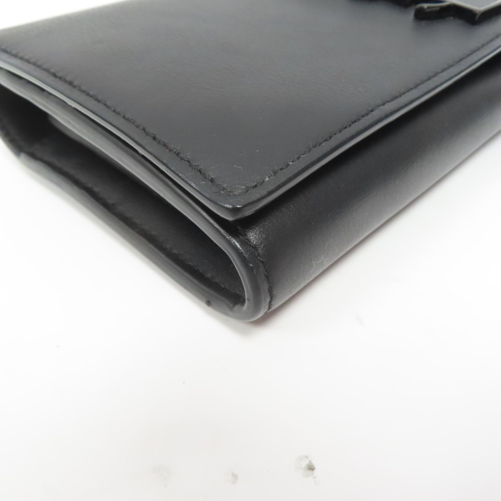 SAINT LAURENT 牛皮皮革Long Wallet黑扣長錢包黑色