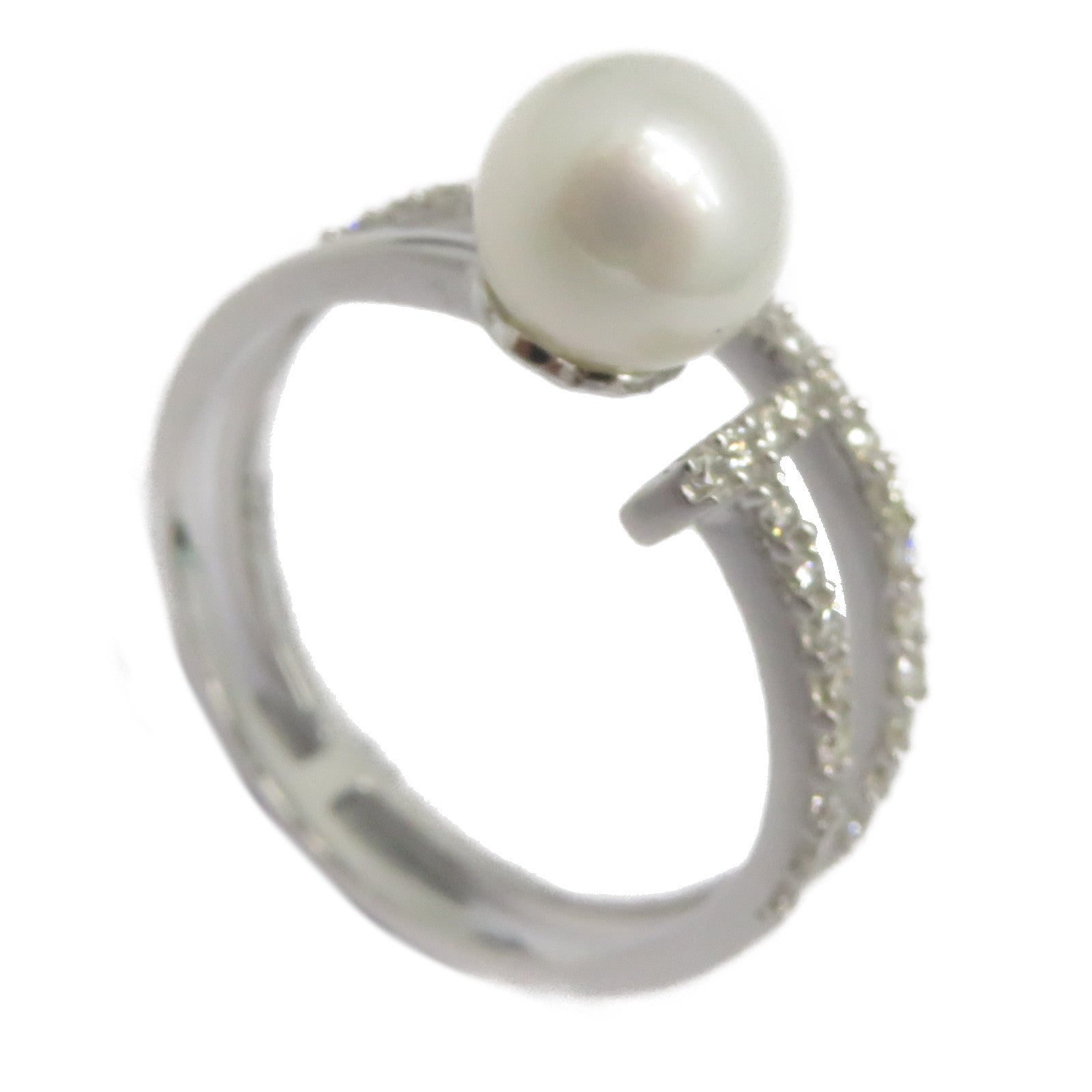 JEWELRY 【激減優惠】18K白金Pearl Diamond Ring 2.65ct珍珠/0.333ct鑽石戒指US#7