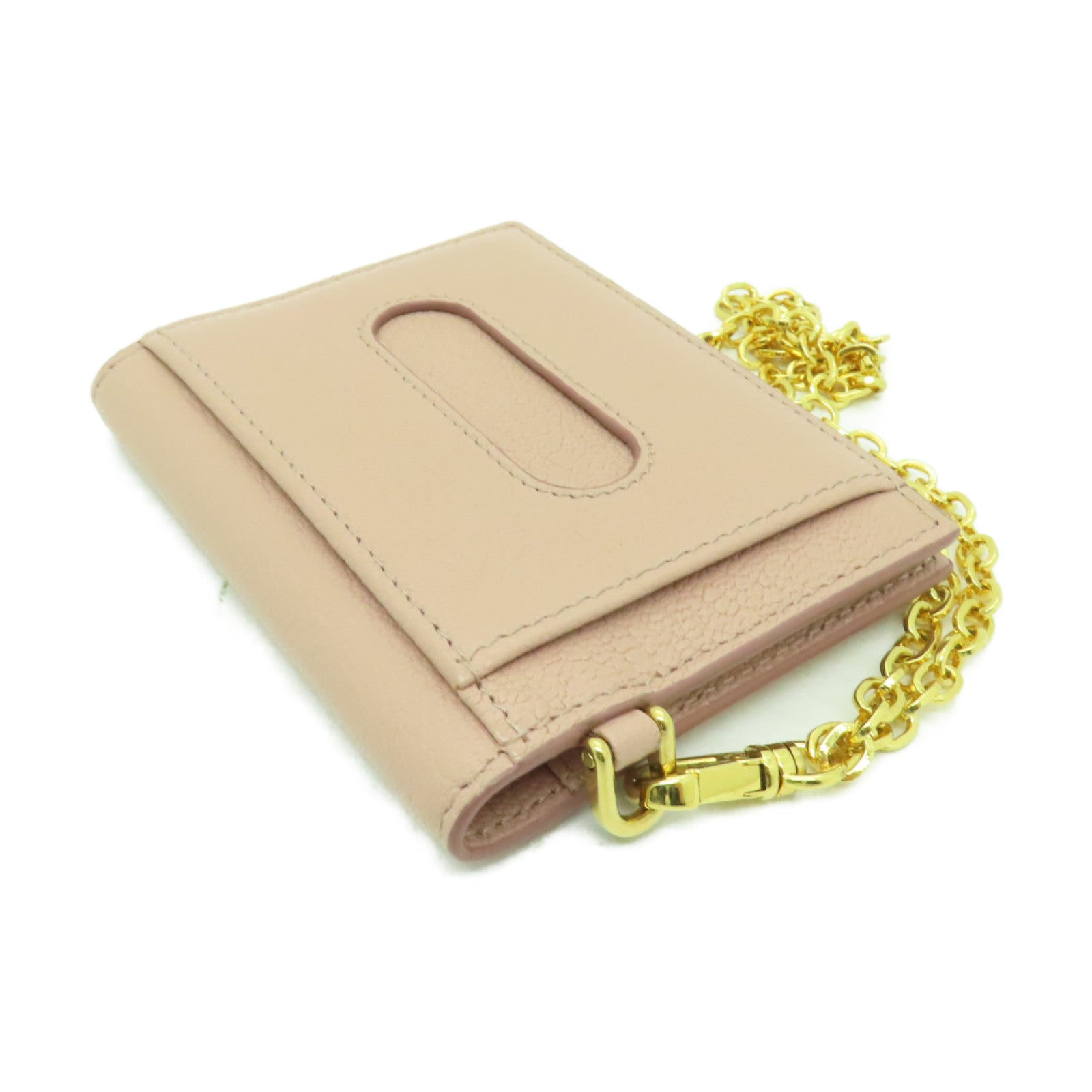 Miu Miu 牛皮皮革Card Case金扣卡片套粉紅色