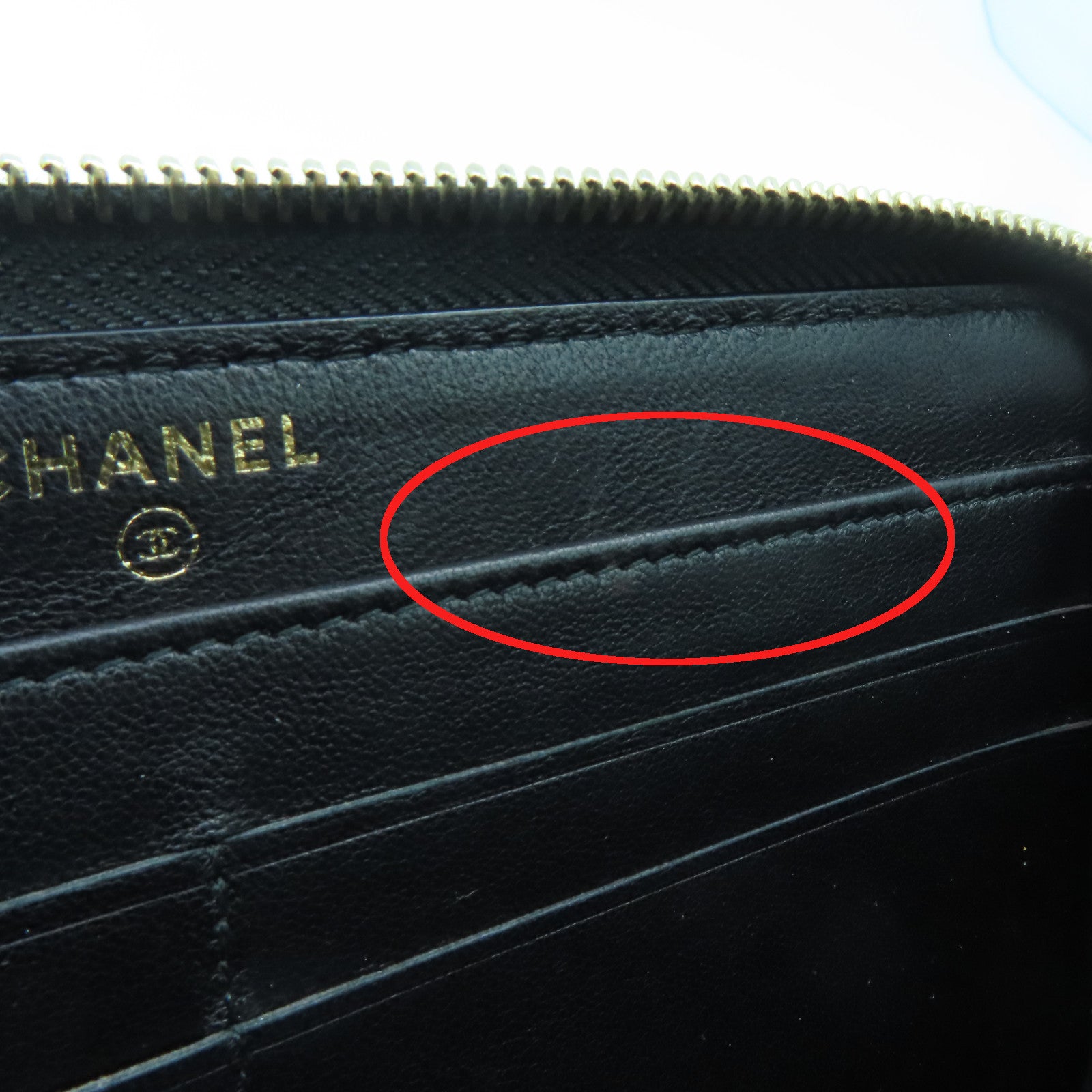 CHANEL rhombic sheepskin leather Wallet gold buckle long wallet black