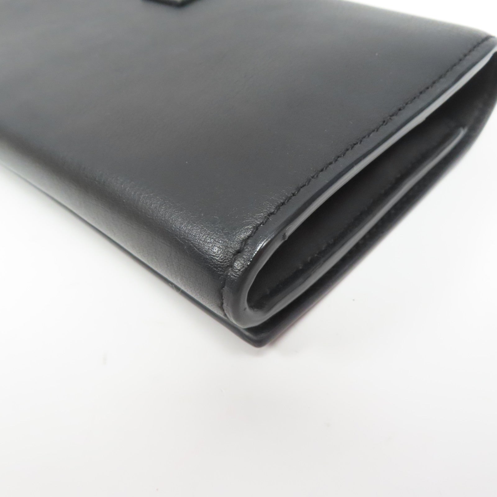 SAINT LAURENT 牛皮皮革Long Wallet黑扣長錢包黑色