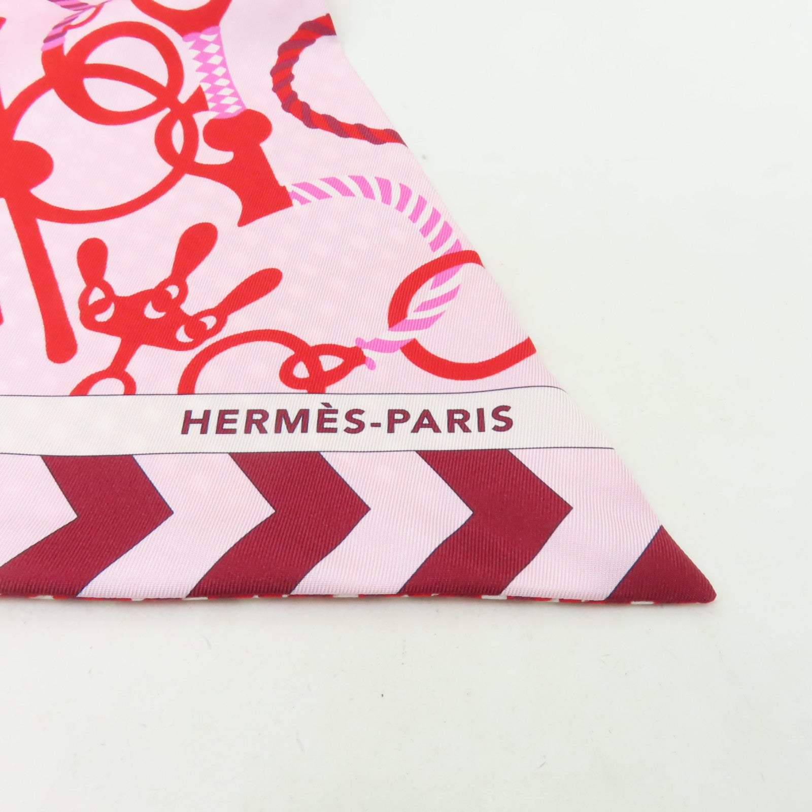 HERMES 絲質Maxi Twilly絲巾紅色/粉紅色