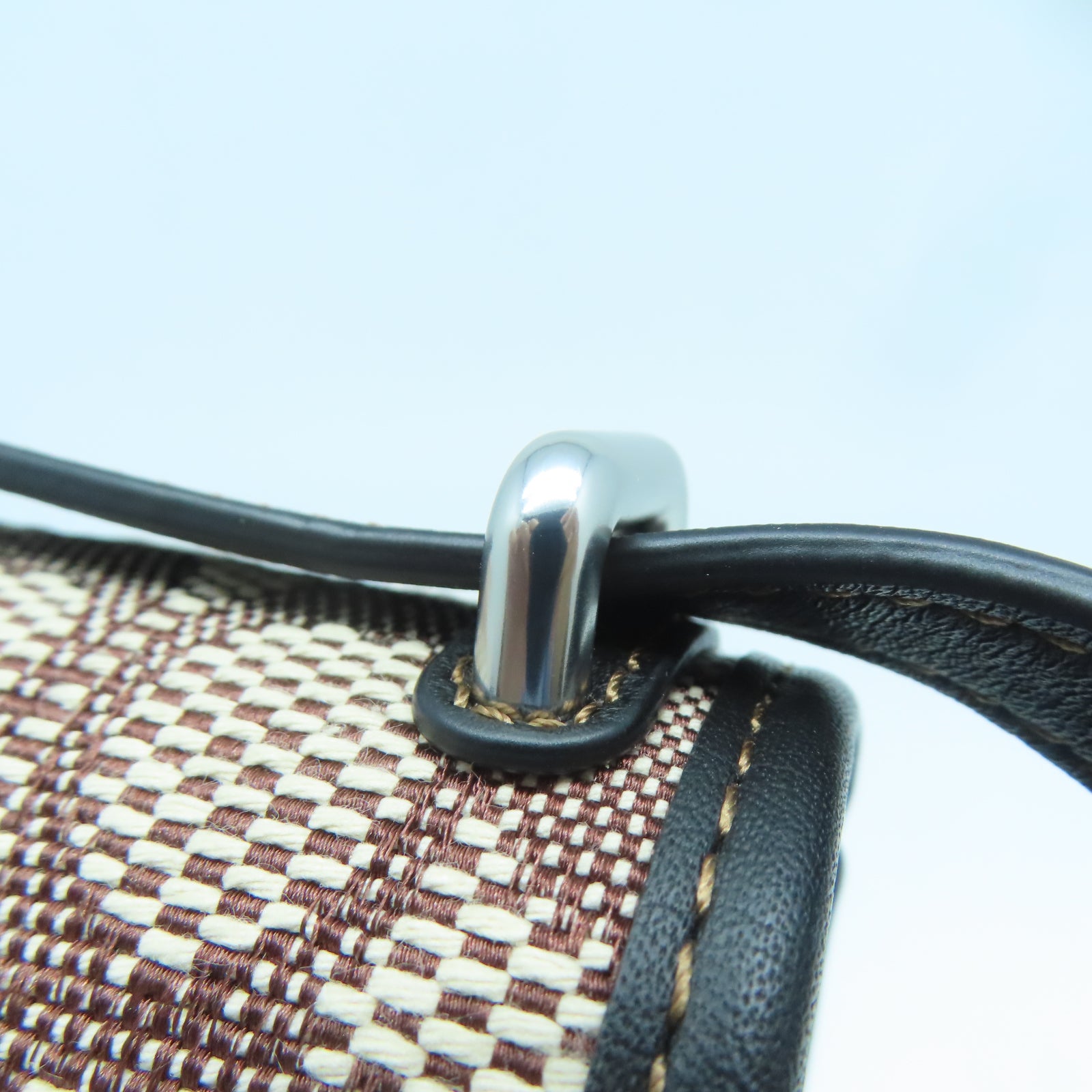 COACH 帆布/牛皮皮革Shoulder Bag銀扣肩背袋黑色