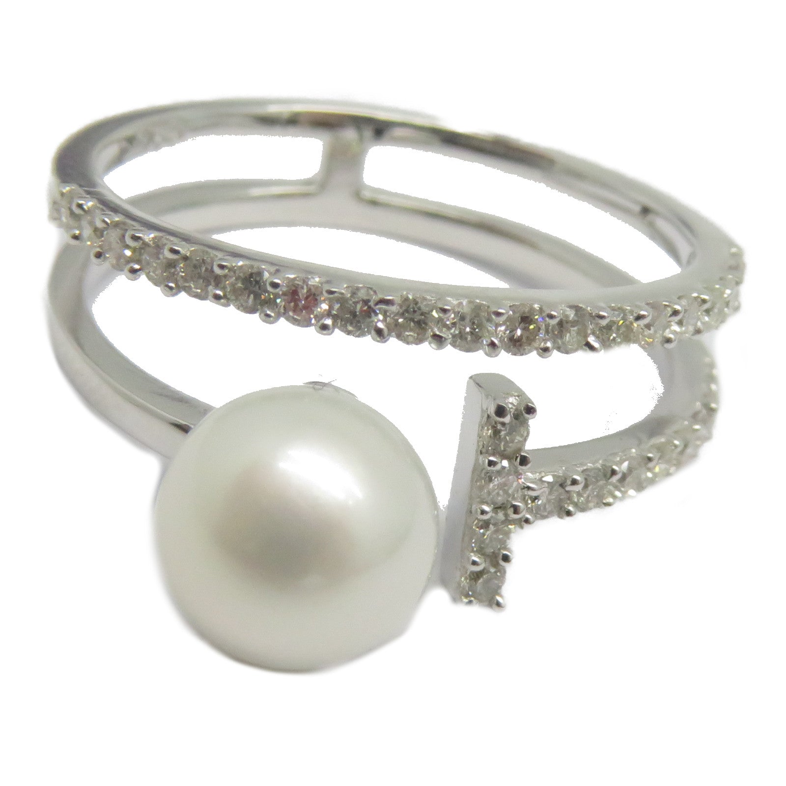 JEWELRY 【激減優惠】18K白金Pearl Diamond Ring 2.65ct珍珠/0.333ct鑽石戒指US#7