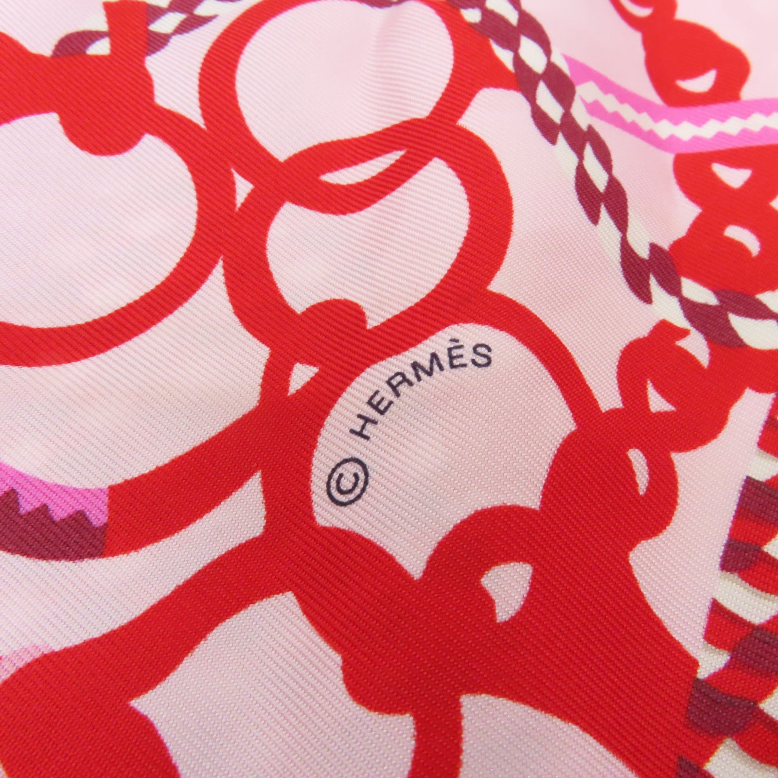 HERMES 絲質Maxi Twilly絲巾紅色/粉紅色