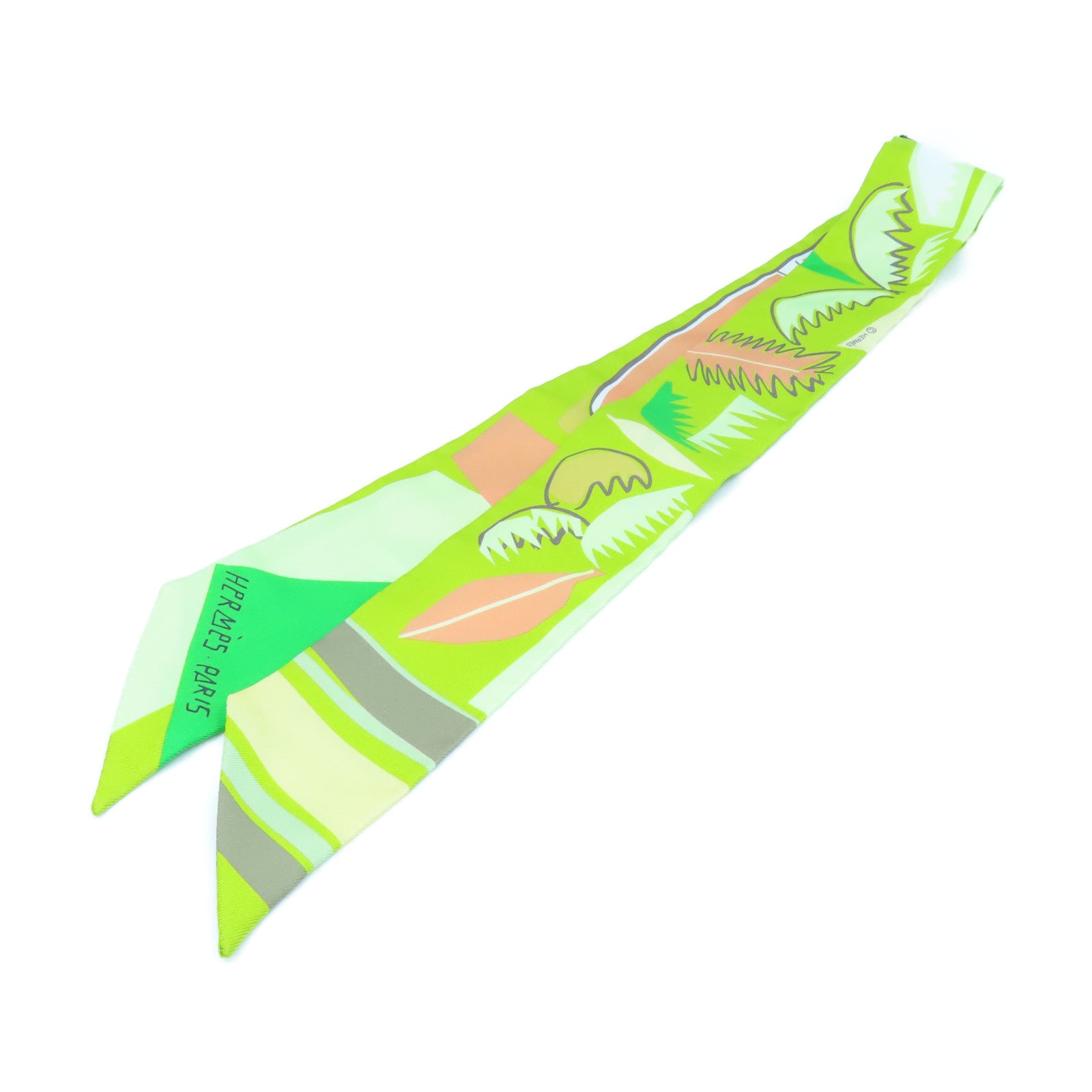 HERMES 丝质Twilly丝巾绿色/啡色/彩色