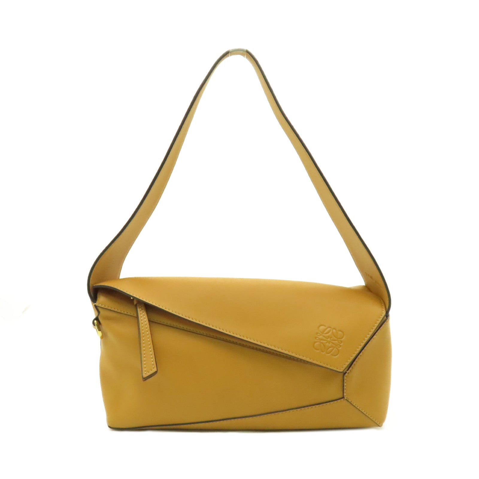LOEWE cowhide leather Hobo Bag gold buckle shoulder bag brown