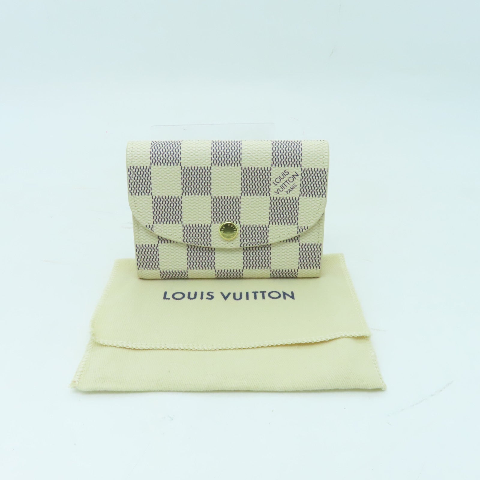 LOUIS VUITTON Damier Azur Rosalie Coin Purse金扣零錢包白色