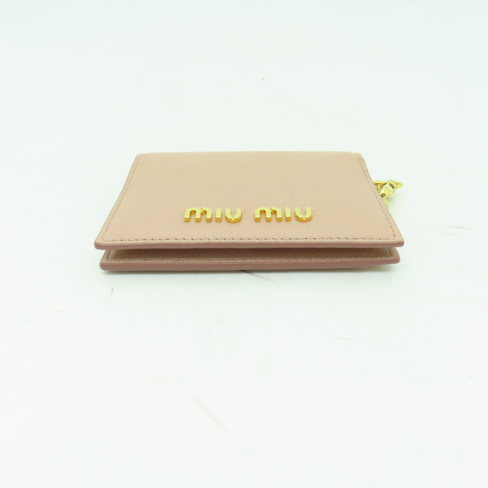 Miu Miu 牛皮皮革Card Case金扣卡片套粉紅色