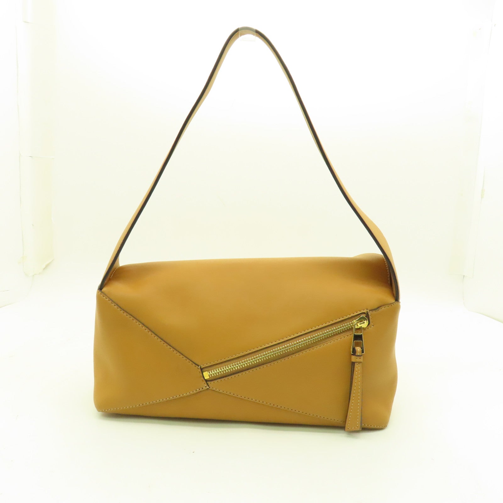 LOEWE cowhide leather Hobo Bag gold buckle shoulder bag brown