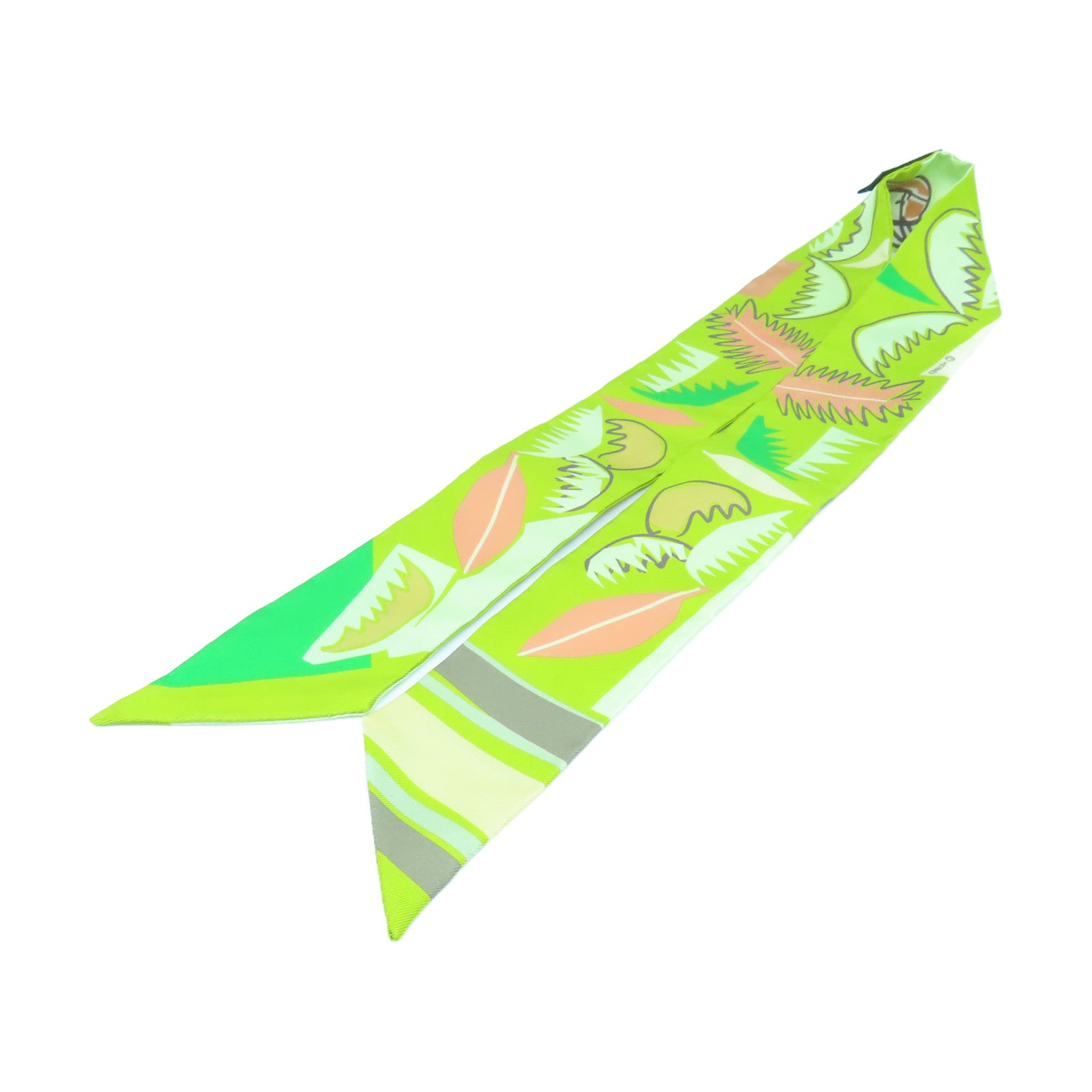 HERMES 丝质Twilly丝巾绿色/啡色/彩色