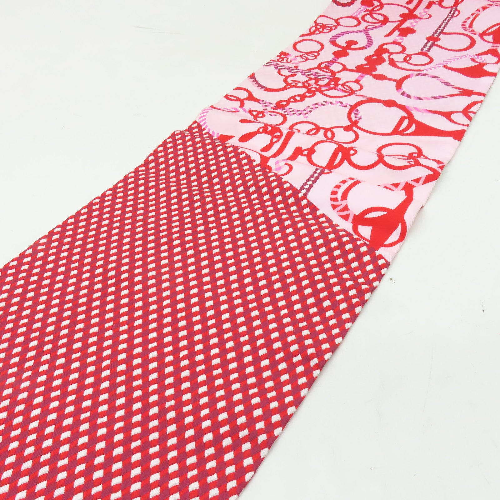 HERMES 絲質Maxi Twilly絲巾紅色/粉紅色