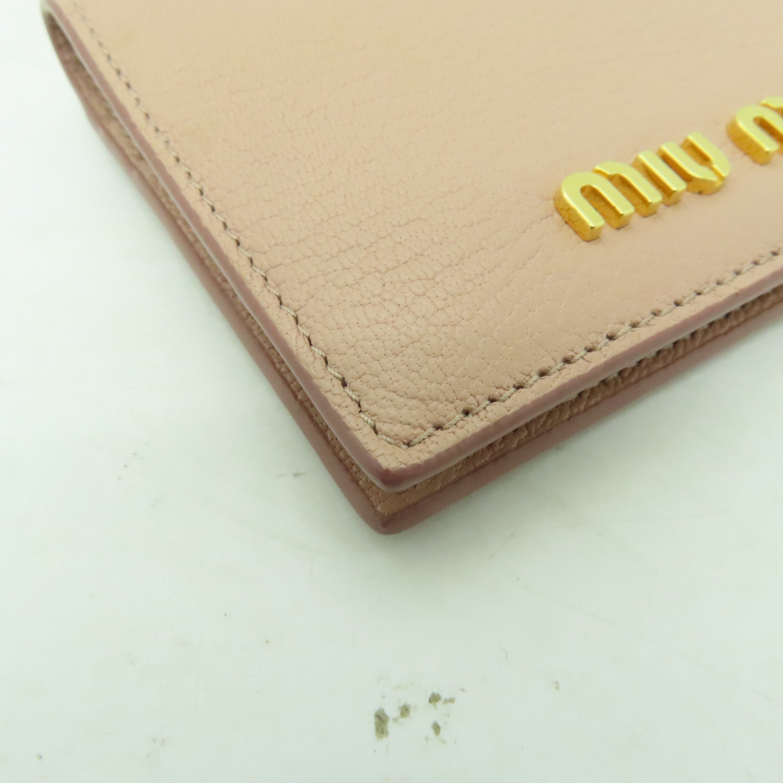 Miu Miu 牛皮皮革Card Case金扣卡片套粉紅色