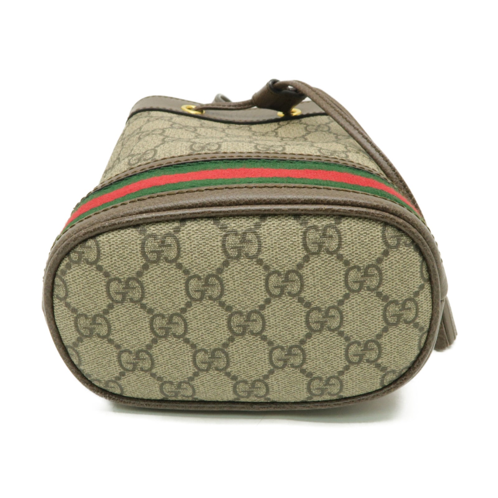 GUCCI 塗層帆布Drawstring Bucket金扣肩背袋米色