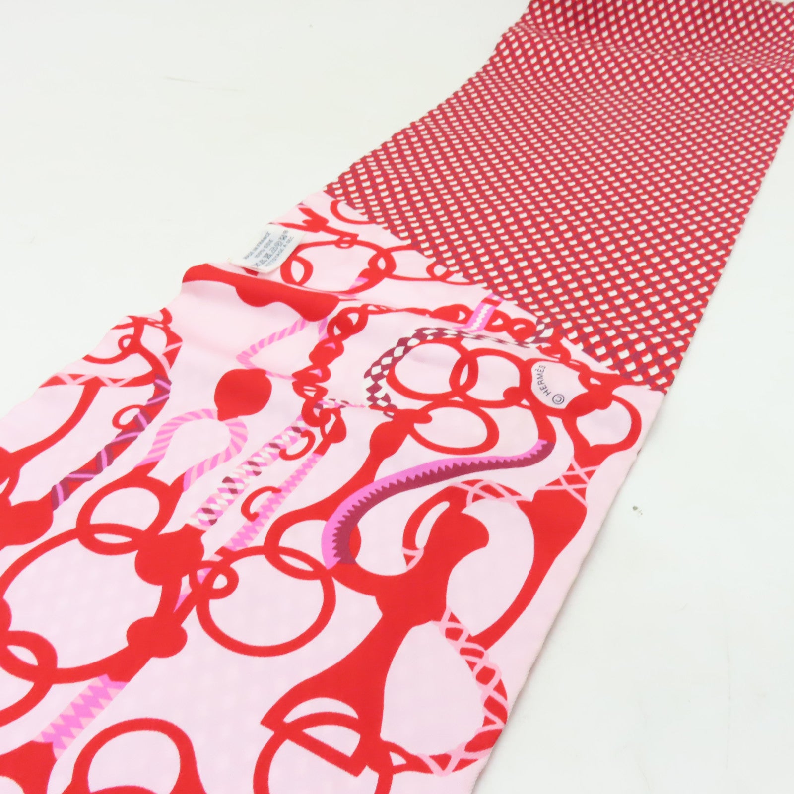 HERMES 絲質Maxi Twilly絲巾紅色/粉紅色
